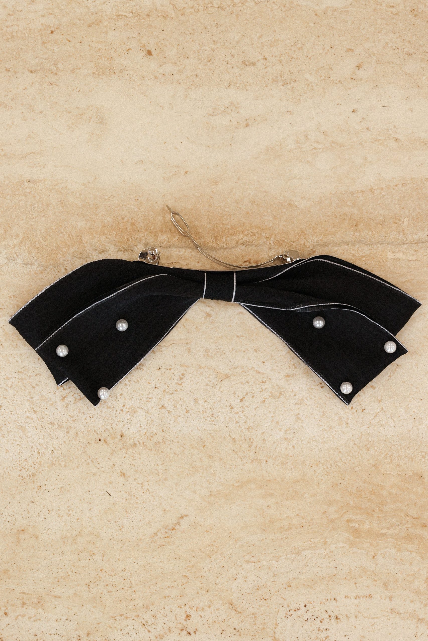 Astor Bow Hair Clip - Black - Image 6