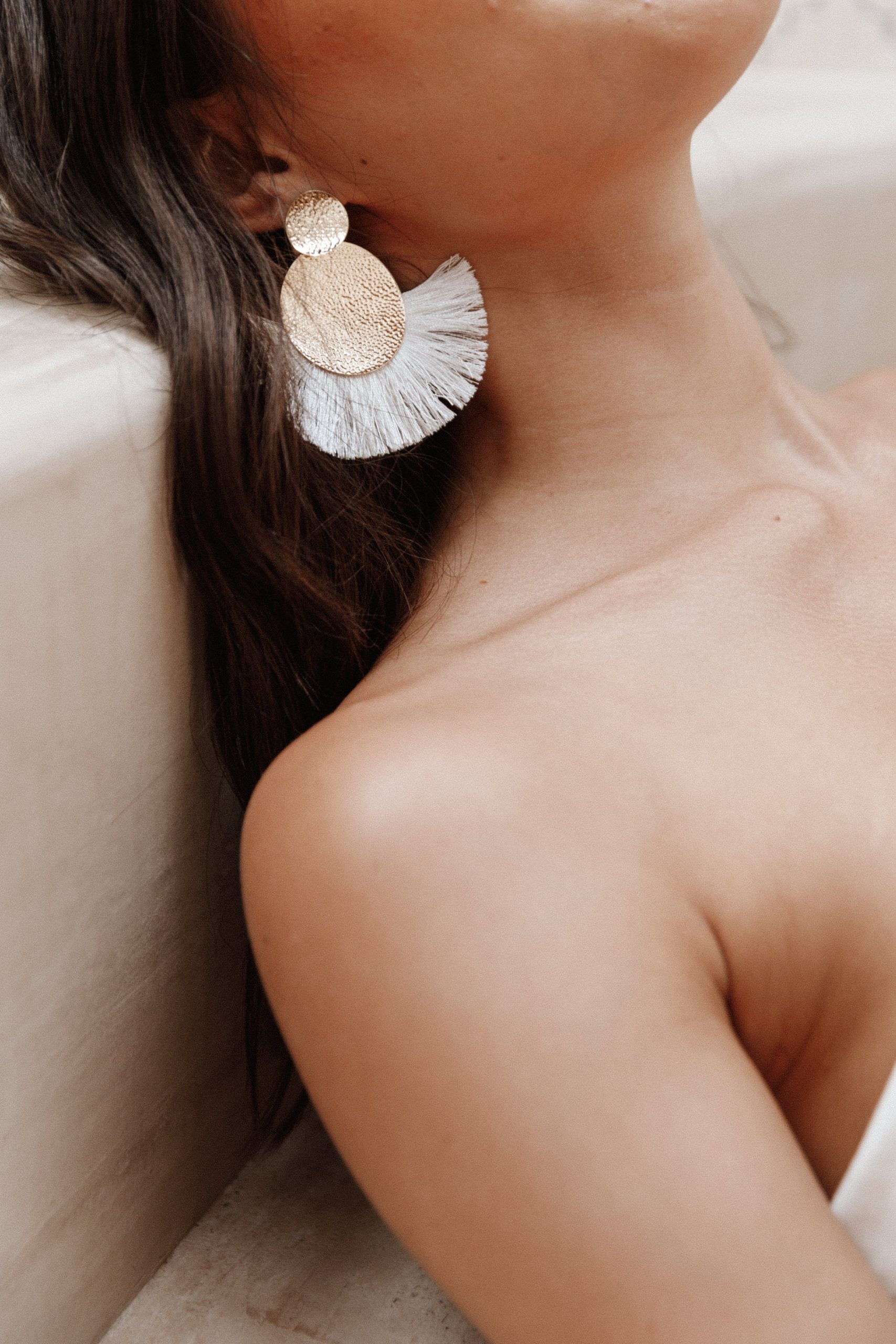Bahati Tassel Earrings - Gold/White - Image 4