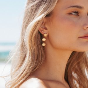 Coral Earrings - Gold