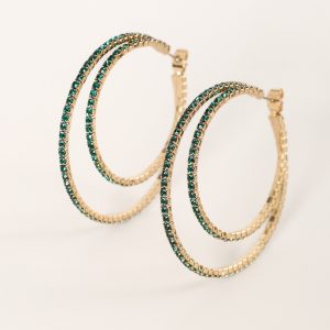 Dancer Double Hoop Earrings - Green
