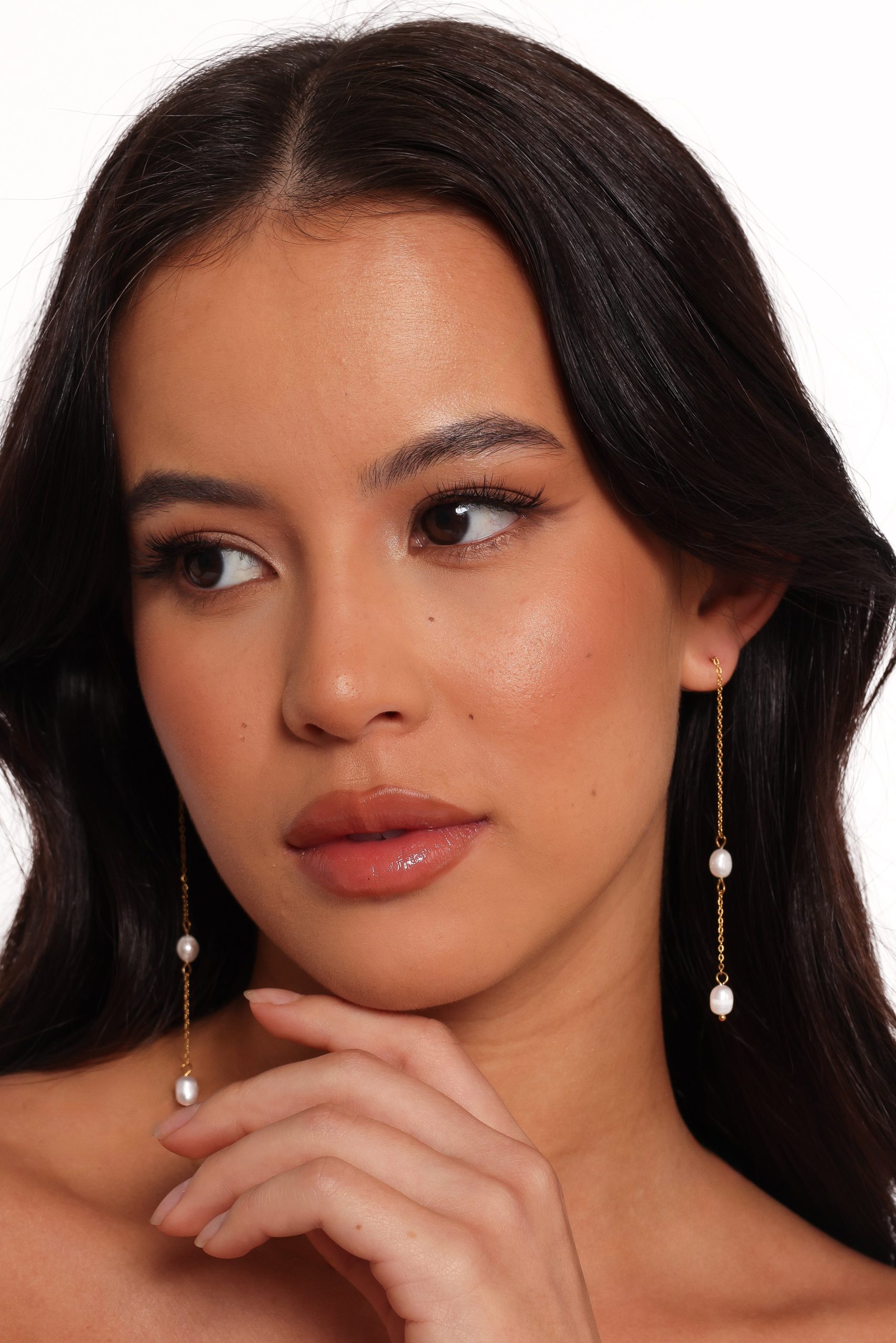 Este Pearl Drop Earrings - Gold - Image 2
