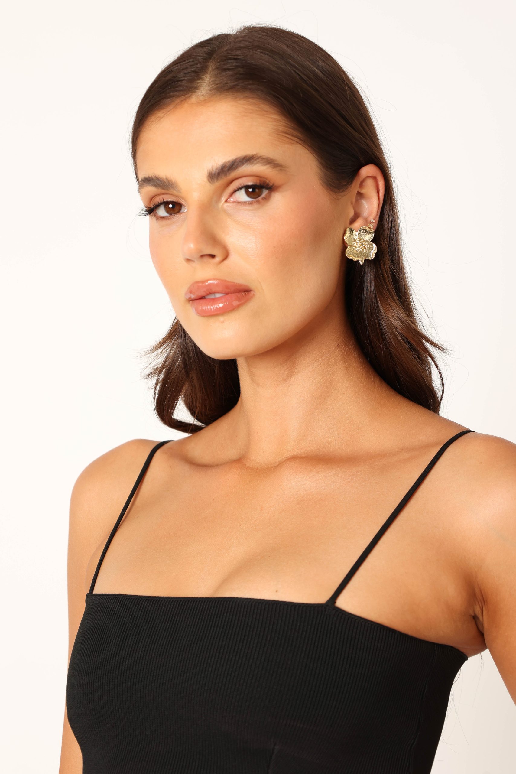 Hilary Flower Earrings - Gold - Image 3