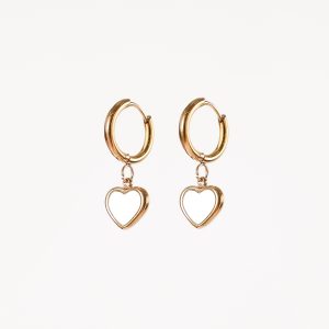 Joree Heart Hoop Earrings - Gold