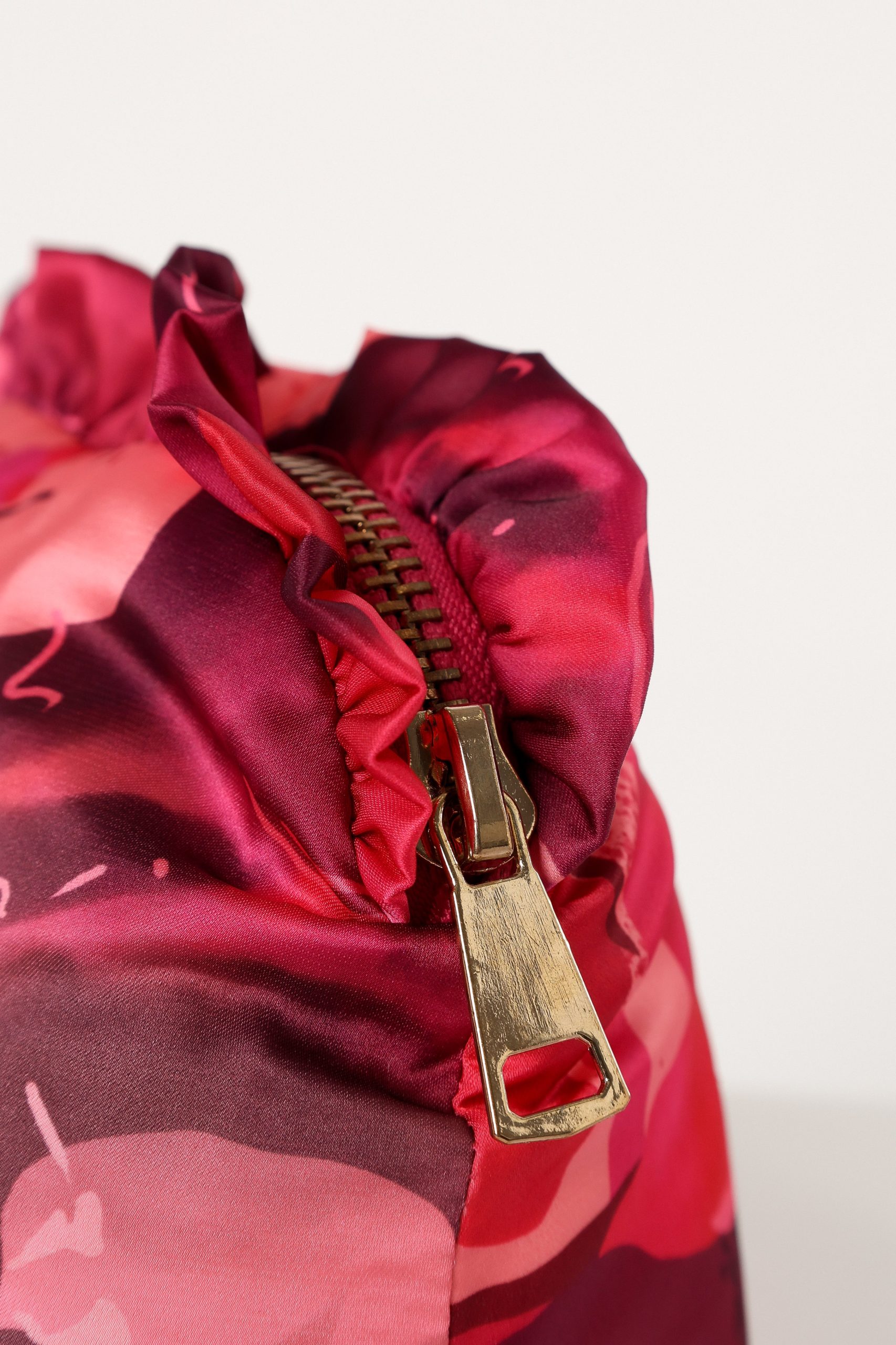 Large Satin Floral Ruffle Pouch - Floral - Image 3