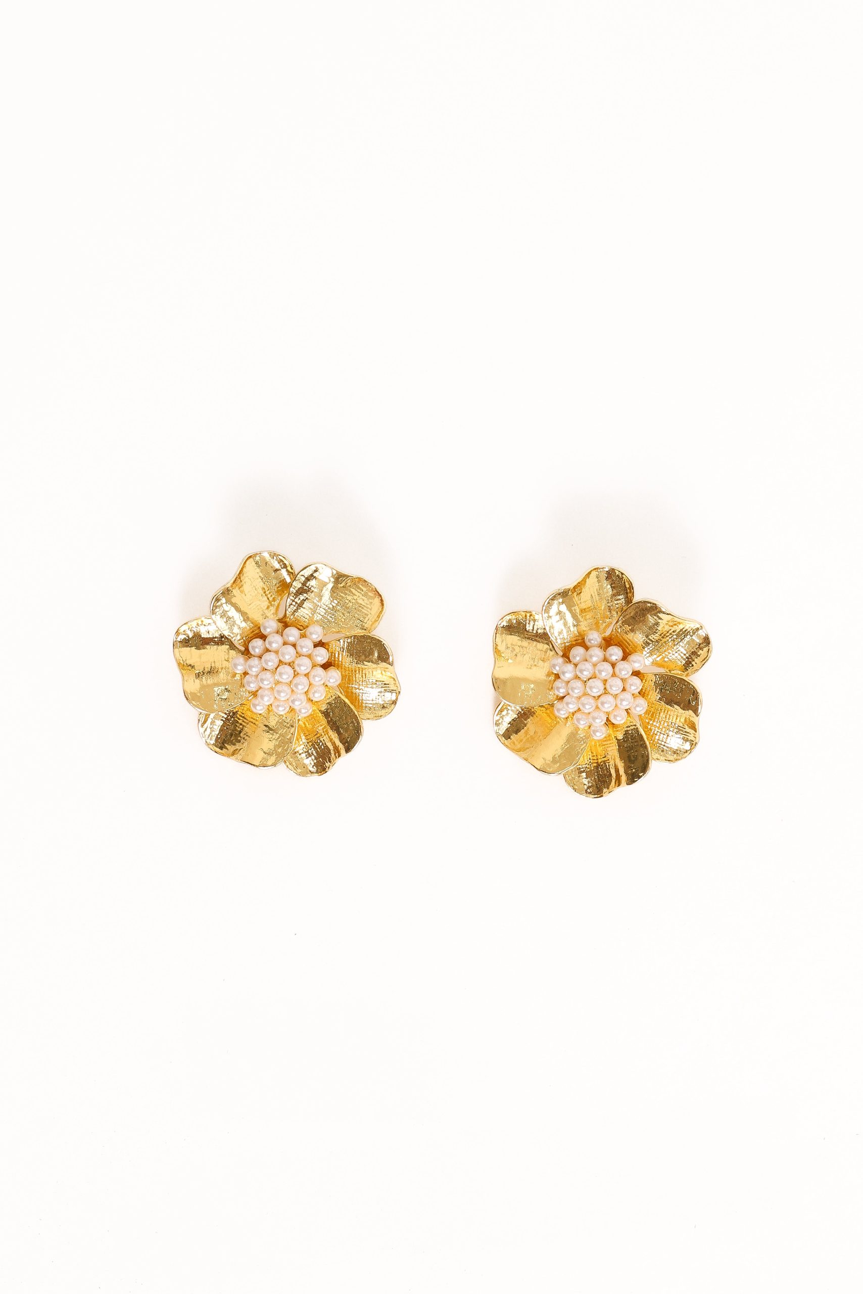 Lola Pearl Flower Earrings - Gold - Image 2