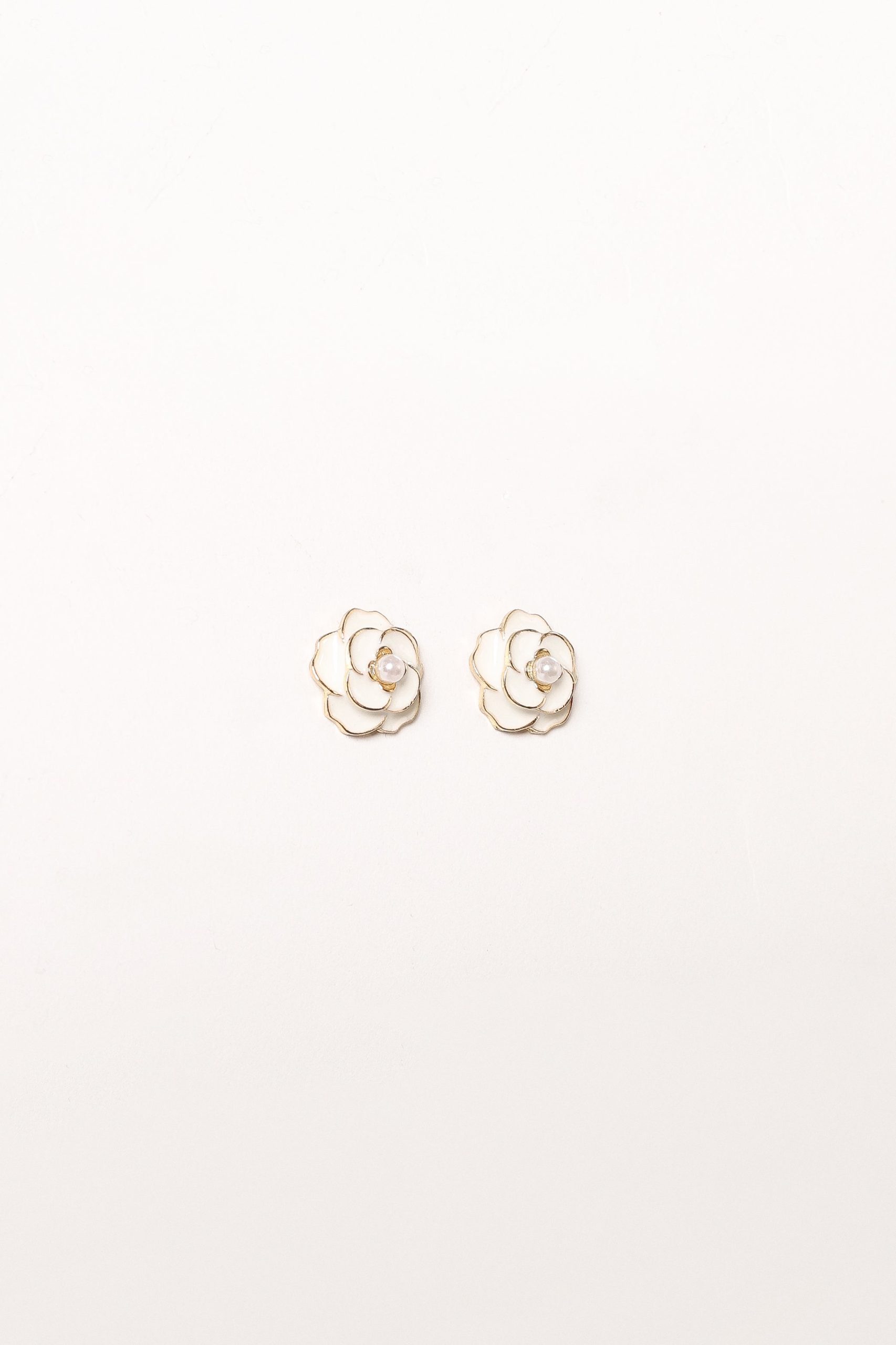 Reina Flower Earrings - Gold White - Image 2