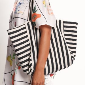 Savannah Beach Bag - Black Stripe