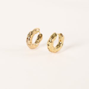 Simone Textured Hoop Earrings - Gold