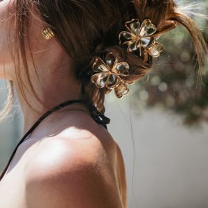 Tiffany 2 Pack Flower Hair Clips - Gold