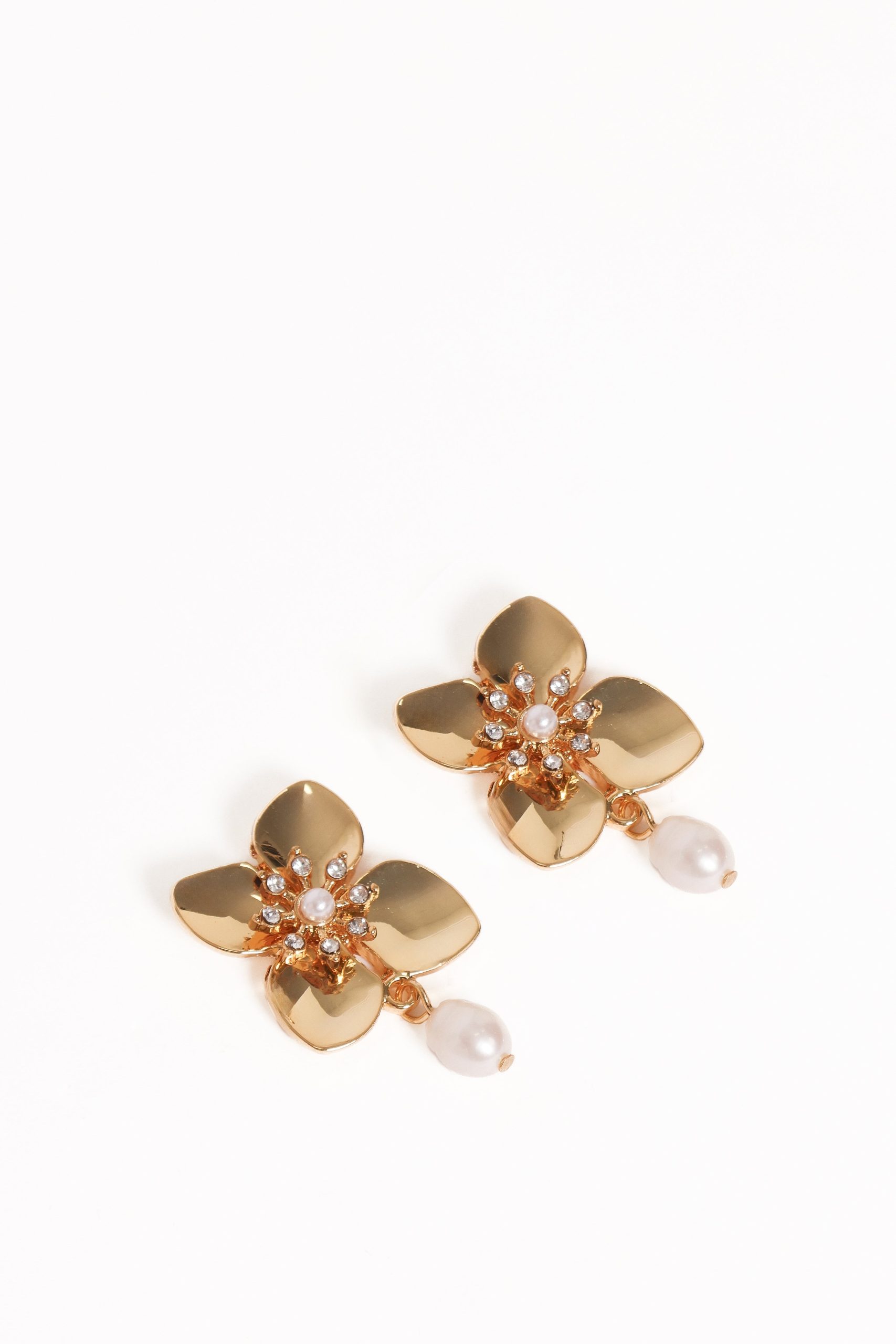 Trina Flower Earrings - Gold/Pearl - Image 2