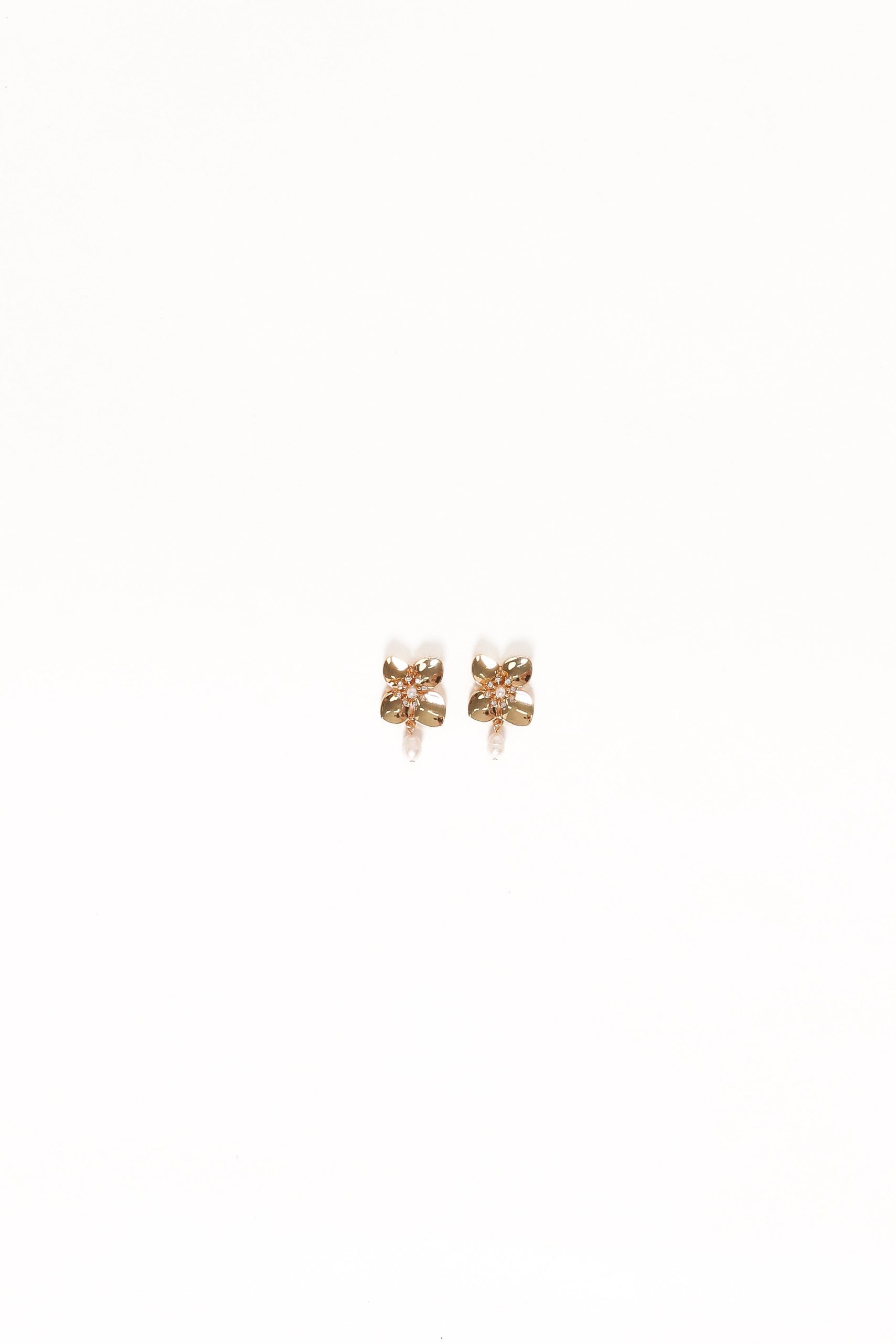 Trina Flower Earrings - Gold/Pearl - Image 3