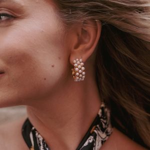 Ziva Earrings - Gold Pearl