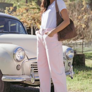 Ailis Wide Leg Jean - Dusty Pink