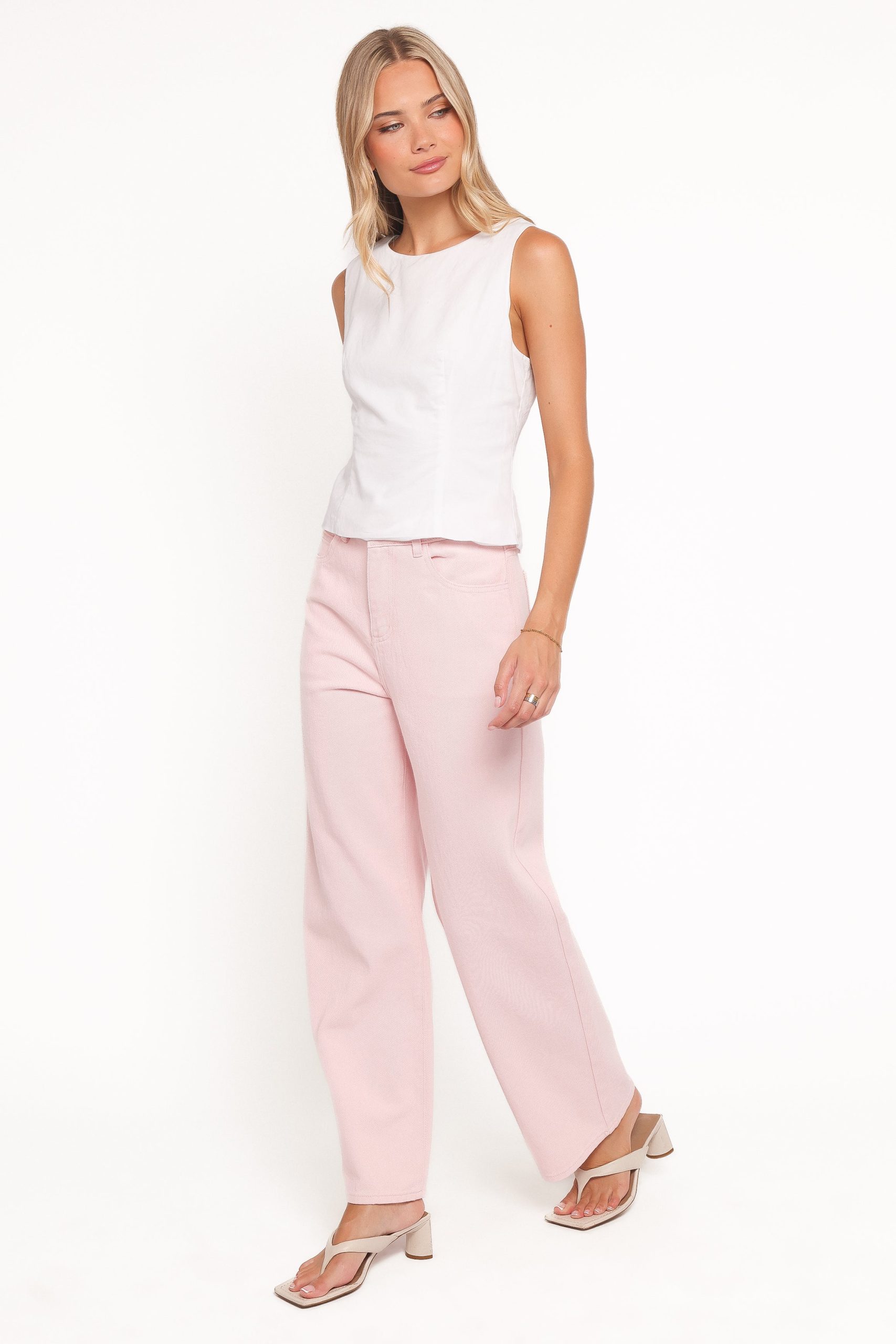 Ailis Wide Leg Jean - Dusty Pink - Image 4