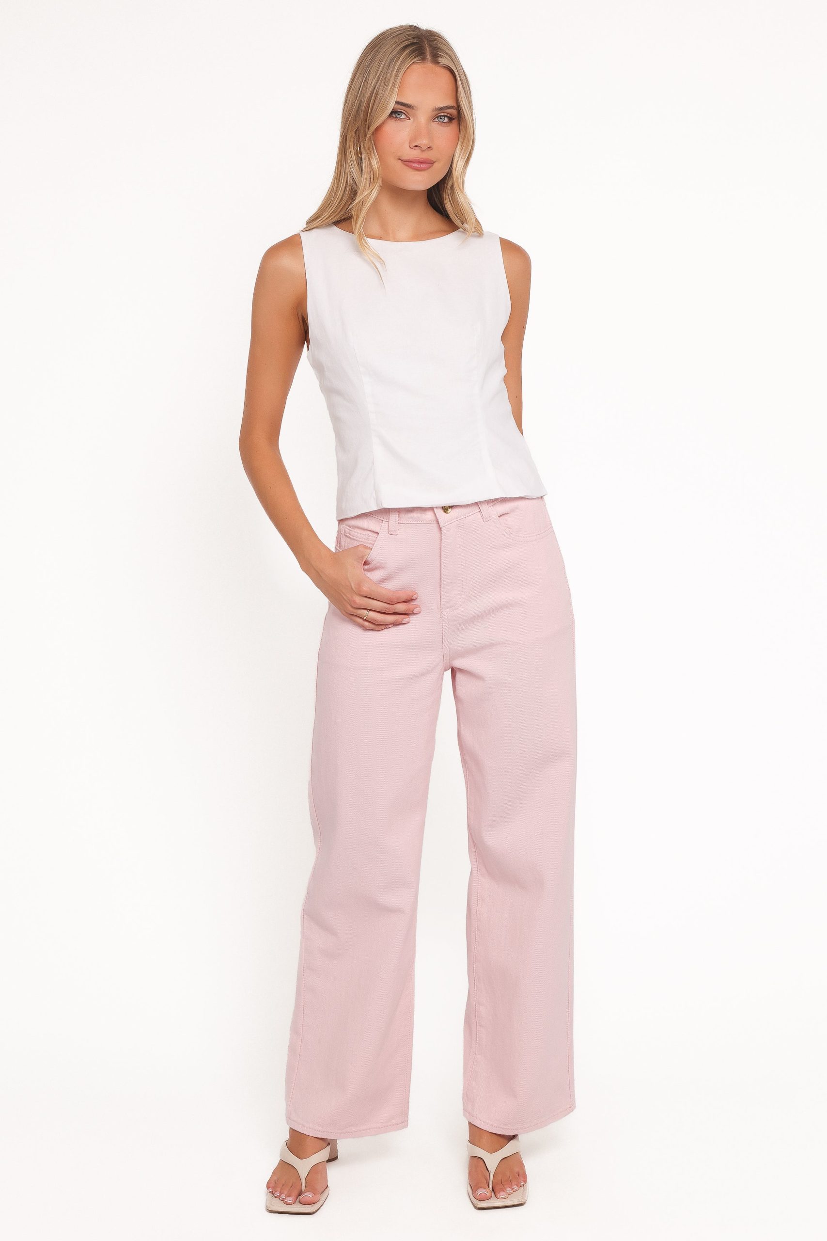Ailis Wide Leg Jean - Dusty Pink - Image 2