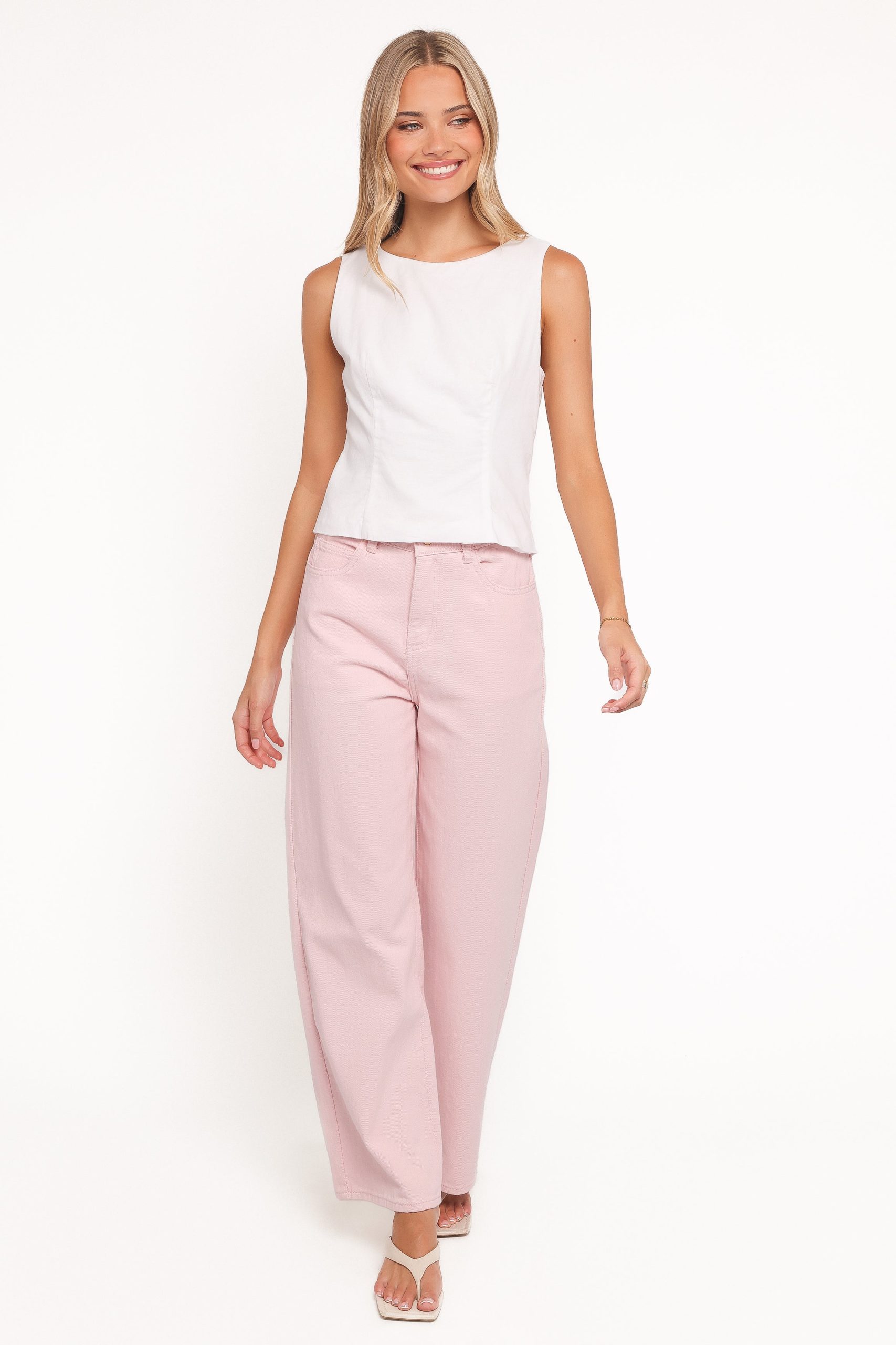 Ailis Wide Leg Jean - Dusty Pink - Image 6