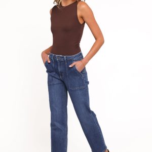 Amara Utility Pocket Straight Jean - Dark Wash