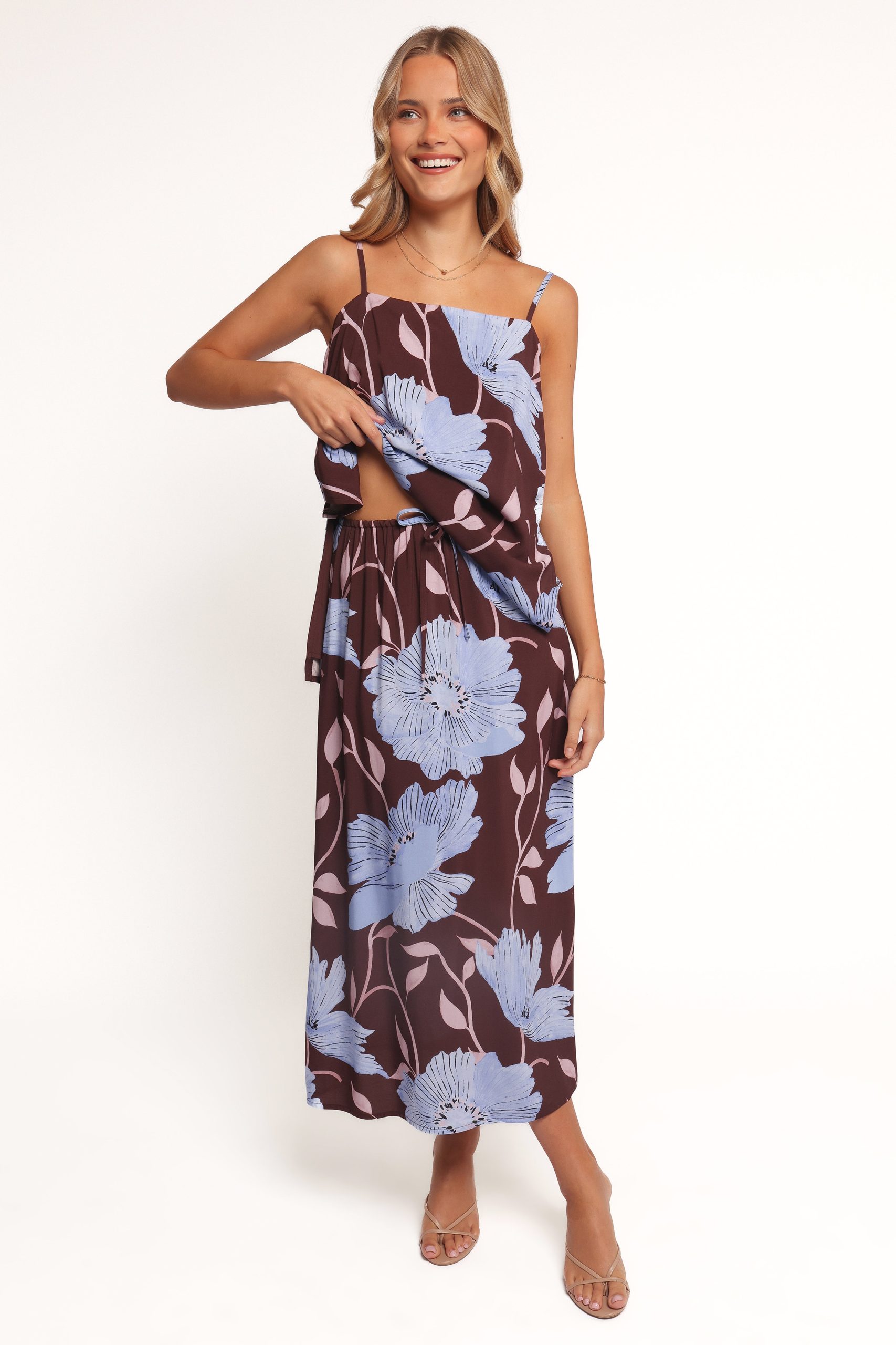 Angie Midi Skirt - Blue Poppies - Image 6