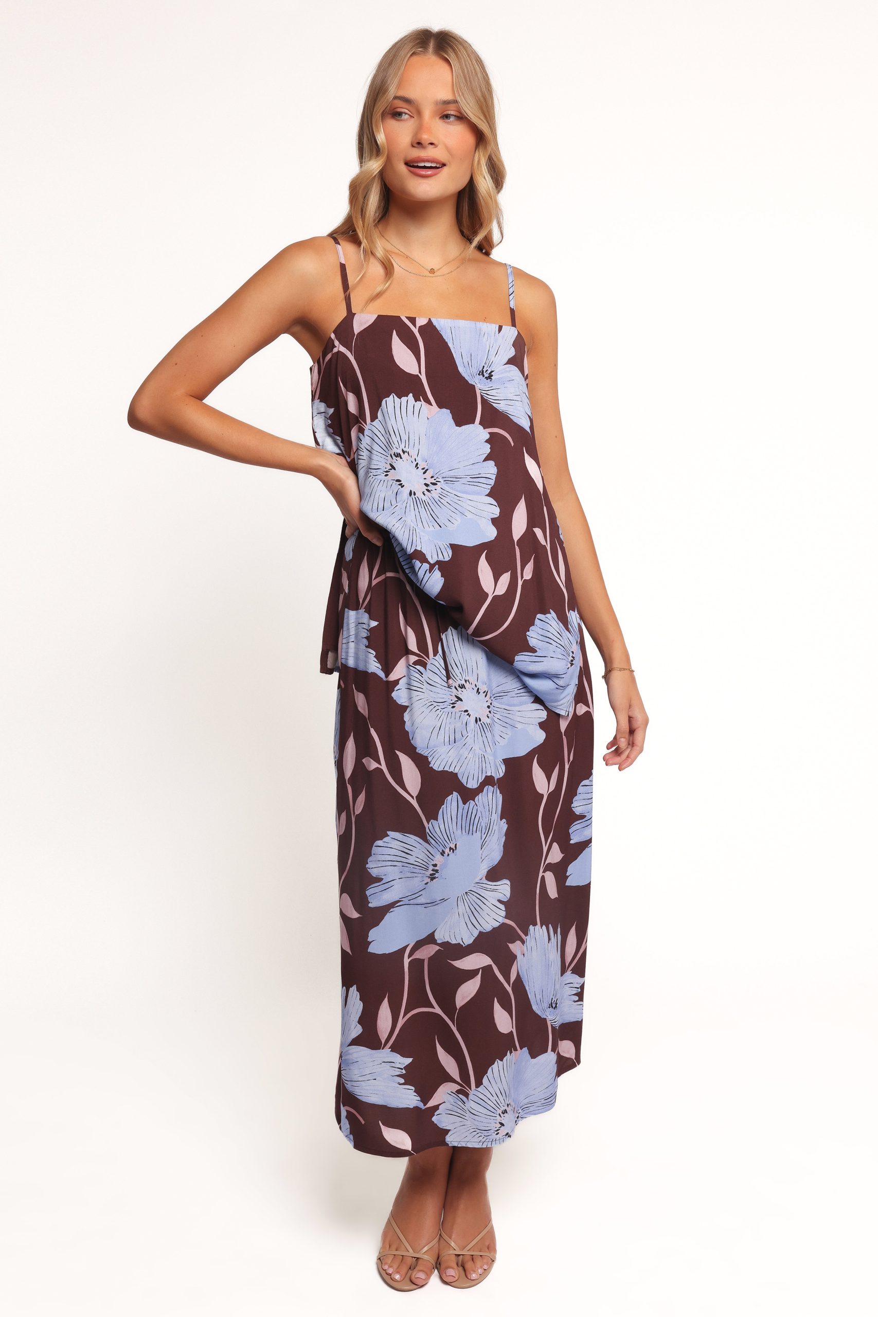 Angie Midi Skirt - Blue Poppies - Image 3