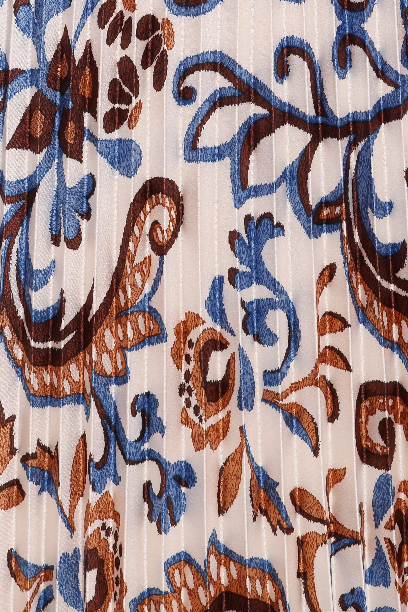 Aoife Pleated Midi Skirt - Ivory Brown Blue - Image 5