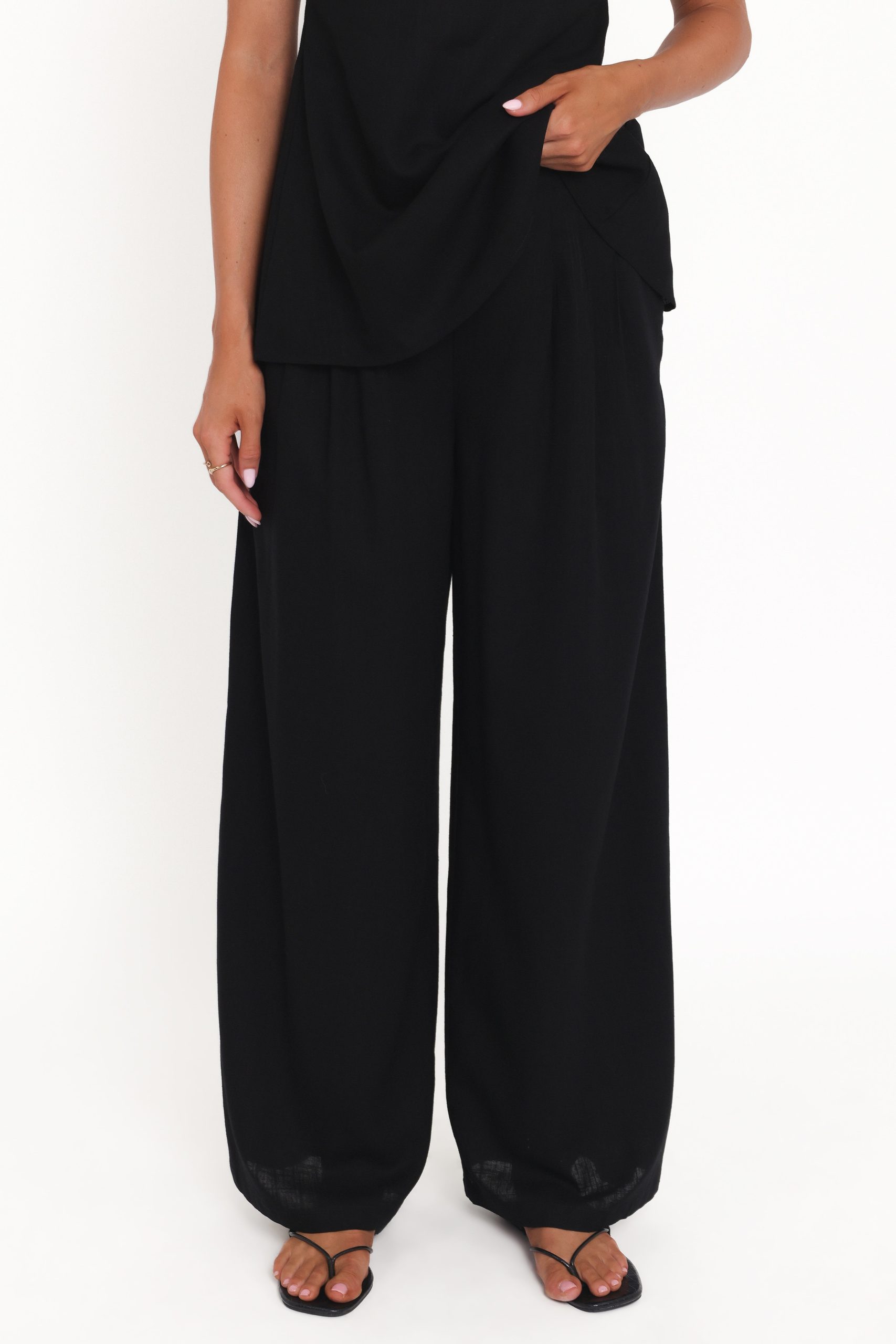 Arles Wide Leg Pants - Black - Image 2