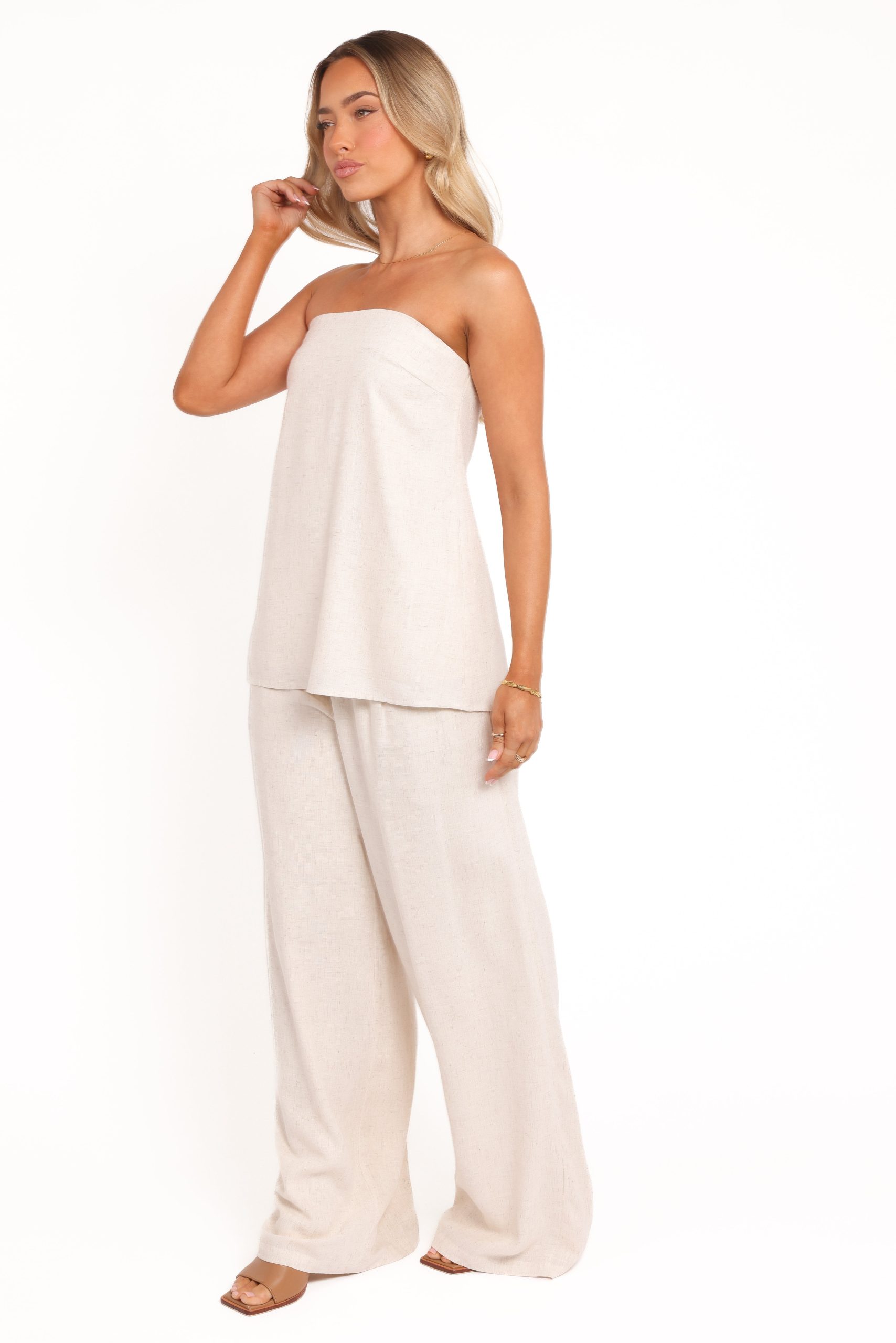 Arles Wide Leg Pants - Oatmeal - Image 4