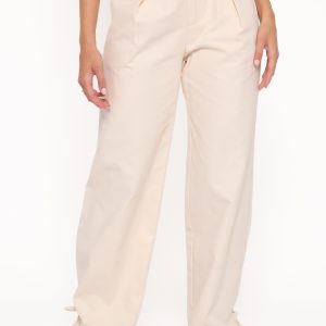 Asher Tie Detail Tapered Leg Pants - Cream