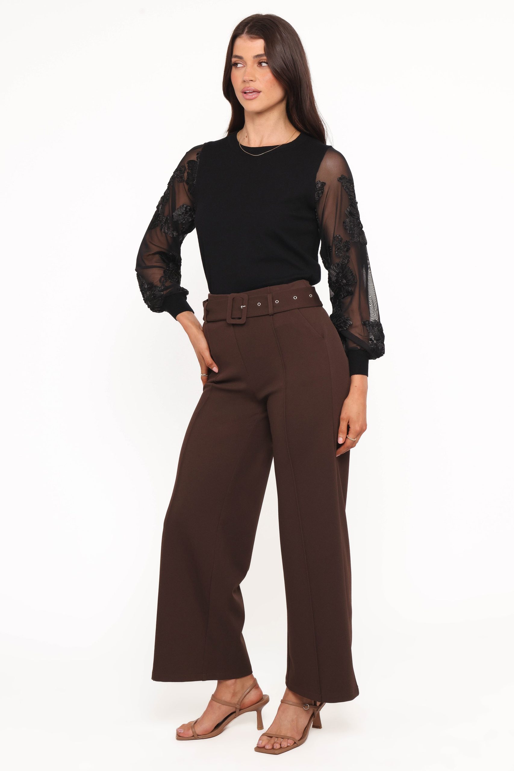 Benton Belted Pant - Brown - Image 3