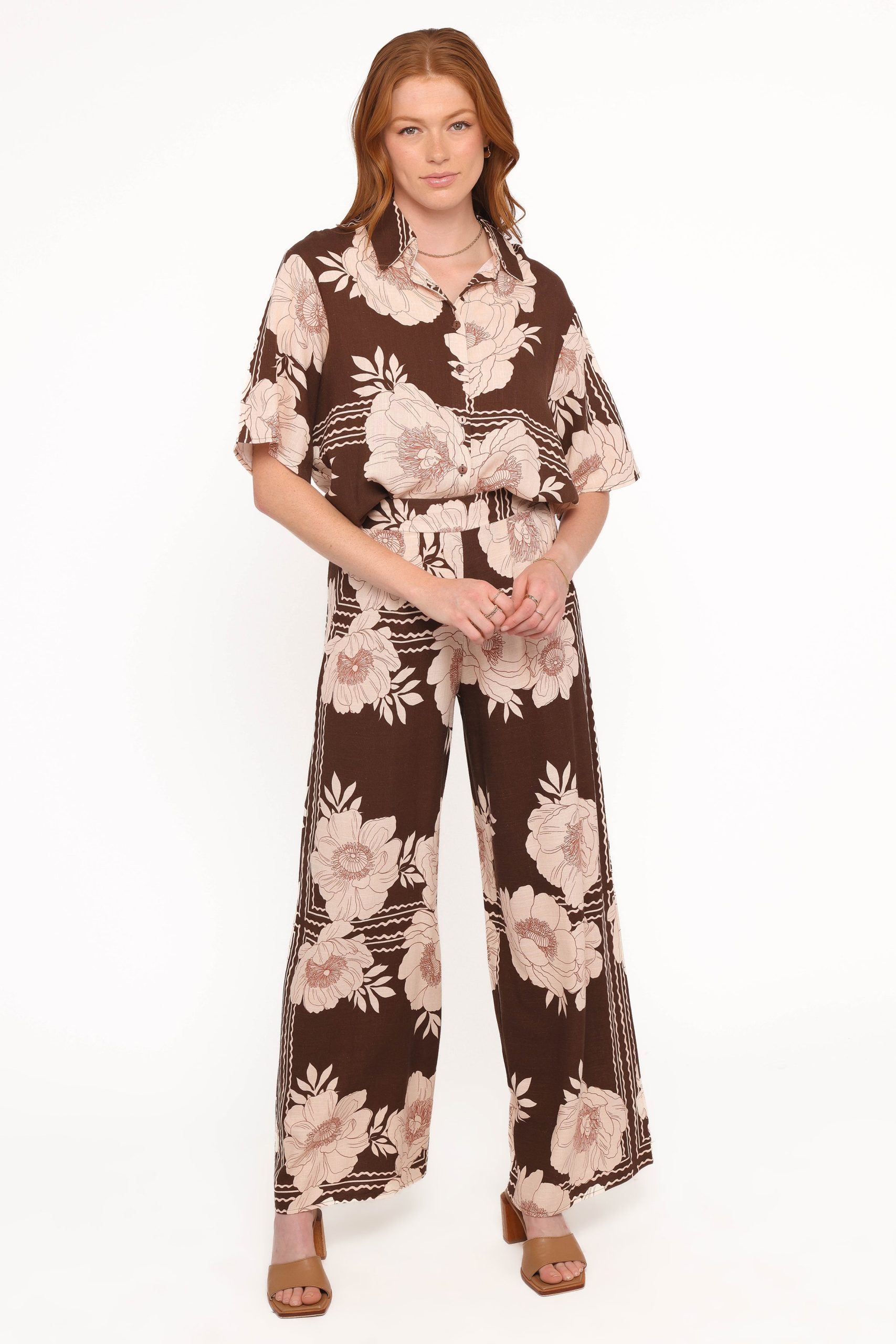 Bernadine Wide Leg Pant - Brown Floral - Image 2