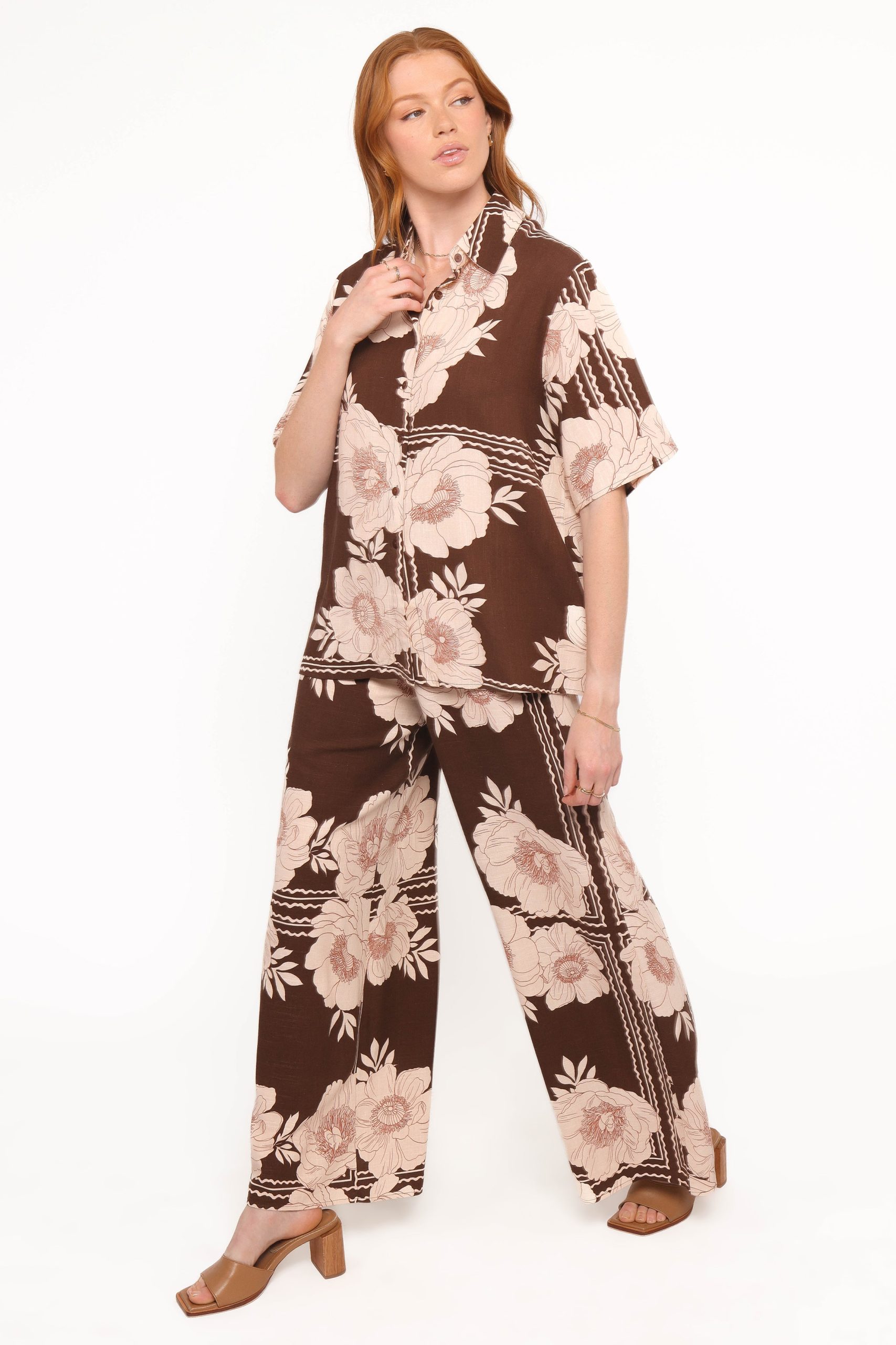 Bernadine Wide Leg Pant - Brown Floral - Image 3