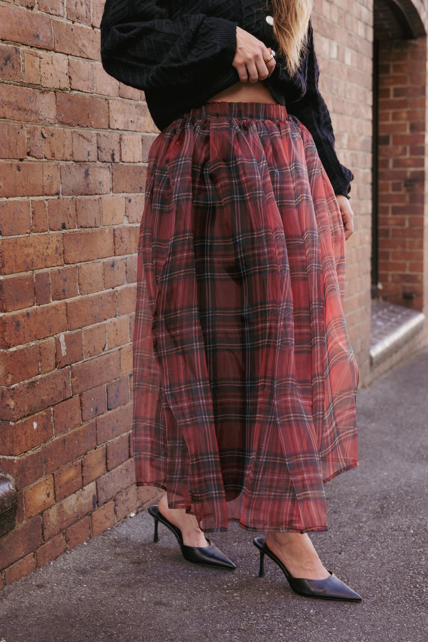Bonita Midi Skirt - Red Plaid - Image 7