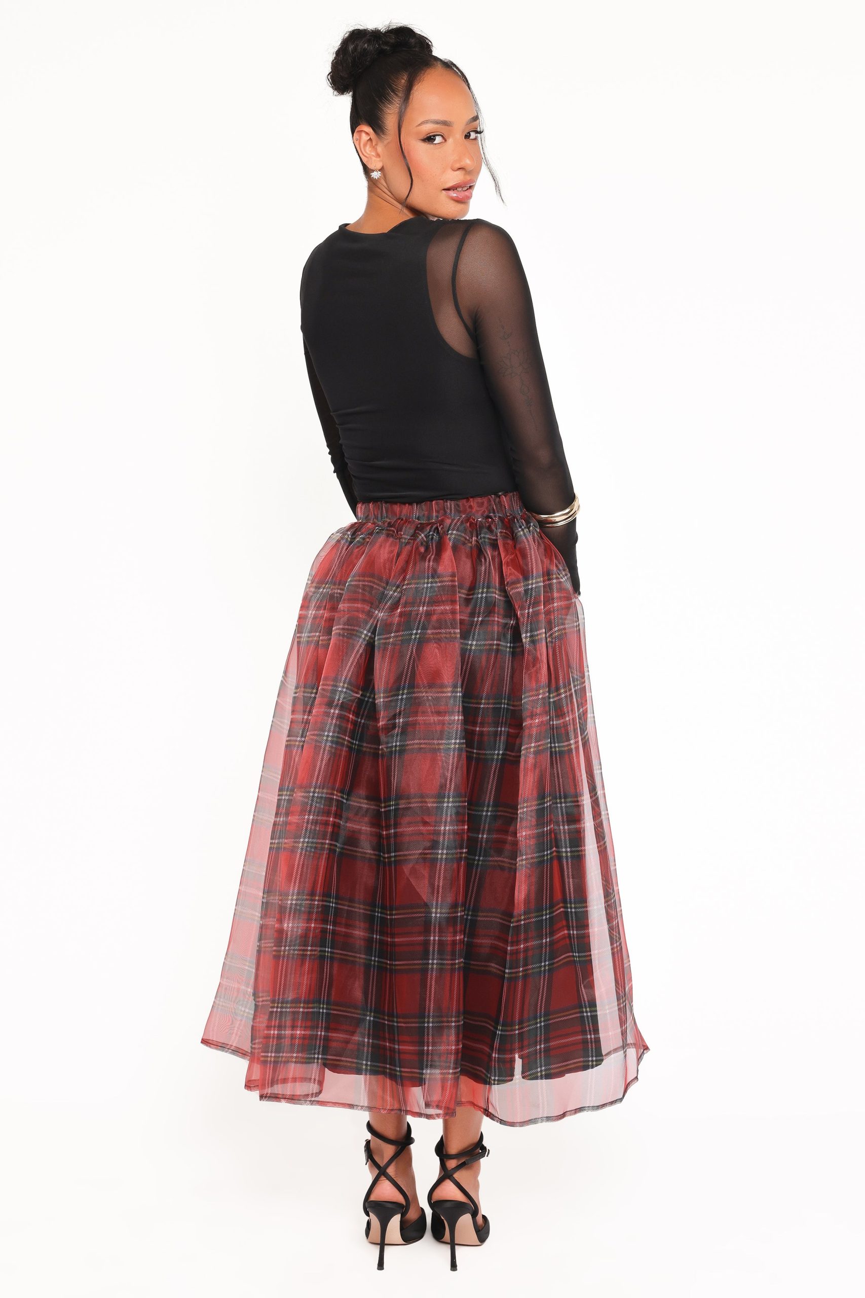 Bonita Midi Skirt - Red Plaid - Image 5