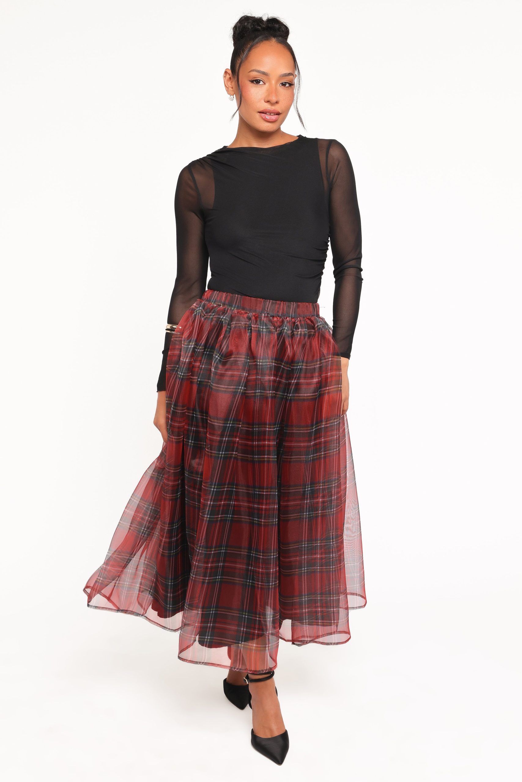 Bonita Midi Skirt - Red Plaid - Image 2