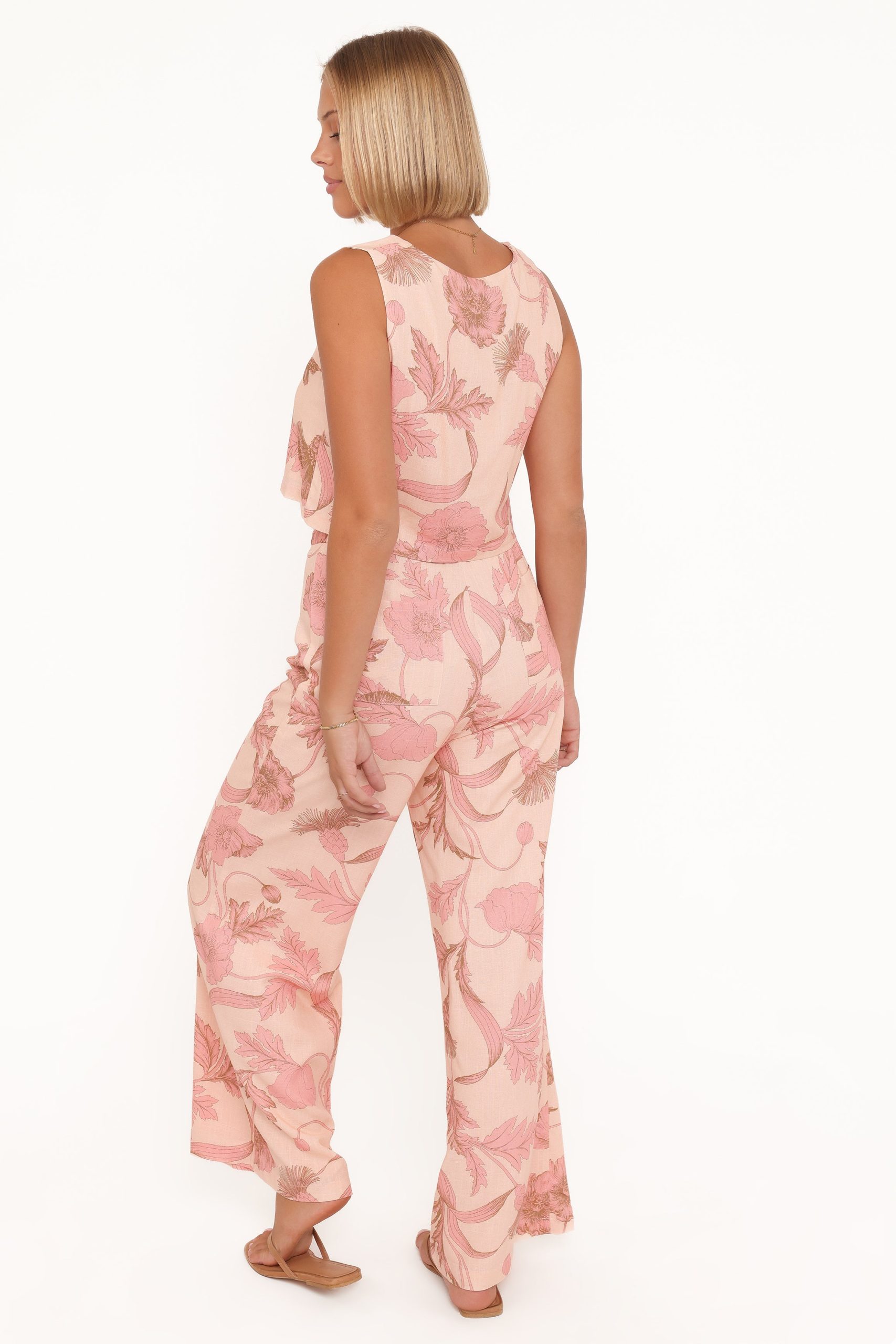 Brayden Wide Leg Linen Pant - Pink Floral - Image 5