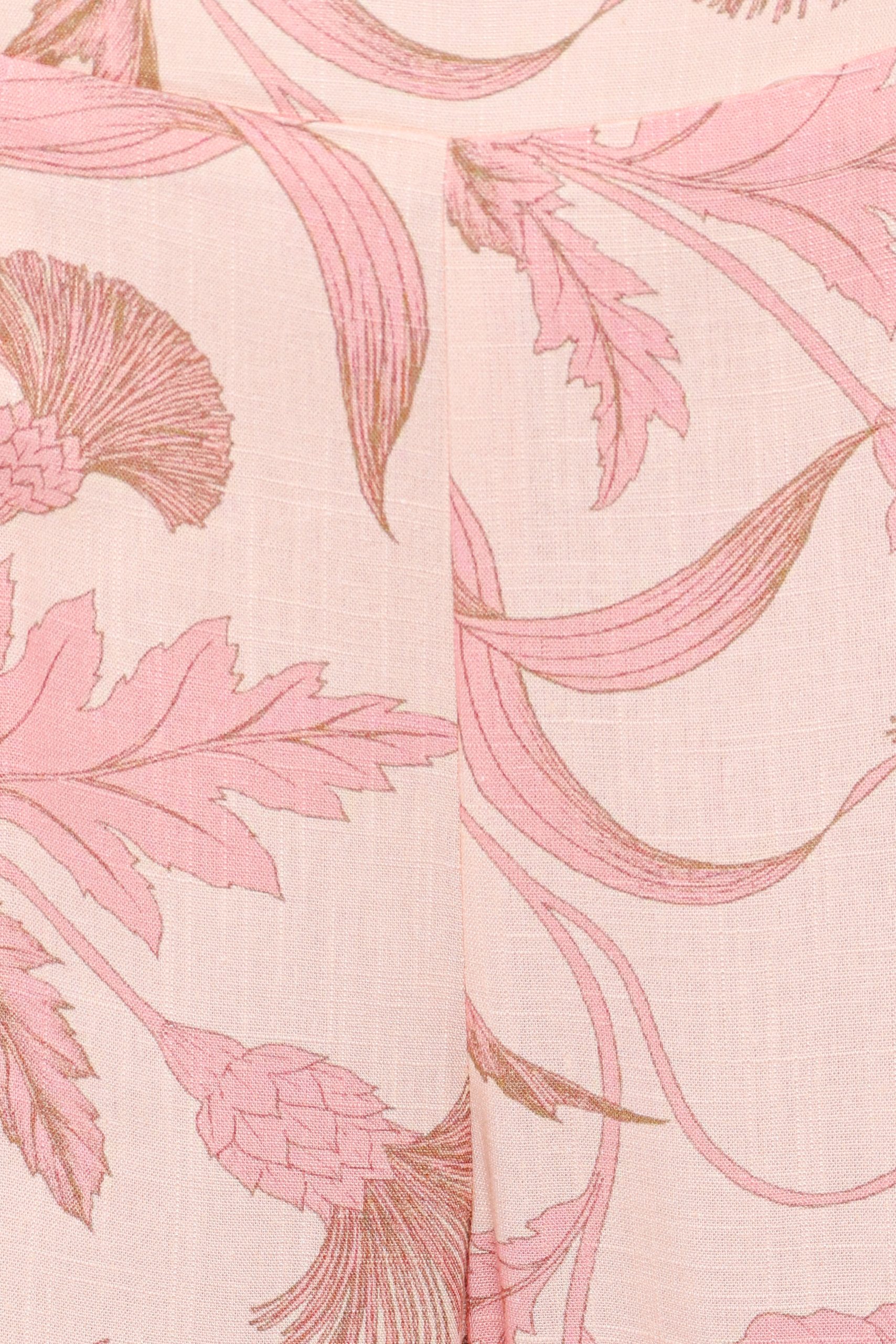 Brayden Wide Leg Linen Pant - Pink Floral - Image 6