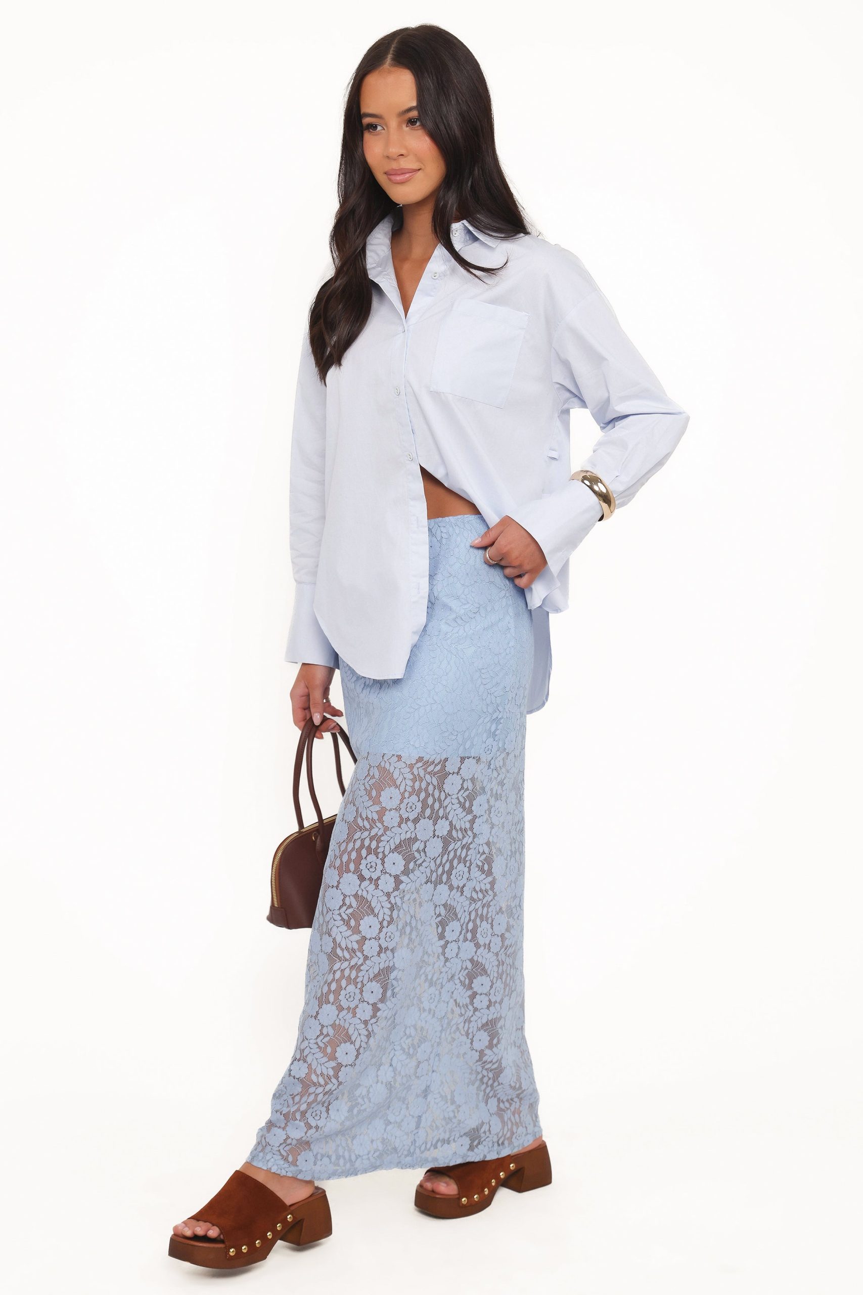 Brittany Lace Maxi Skirt - Blue - Image 4