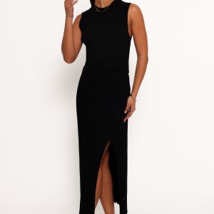 Carson Knit Midi Skirt - Black