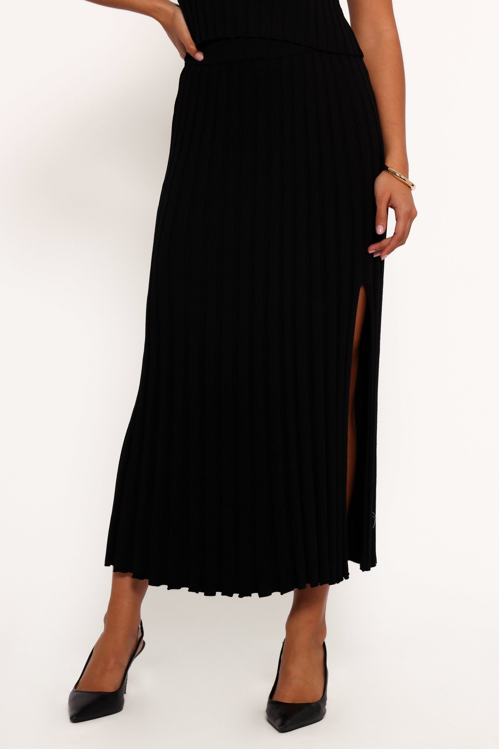 Carson Knit Midi Skirt - Black - Image 2