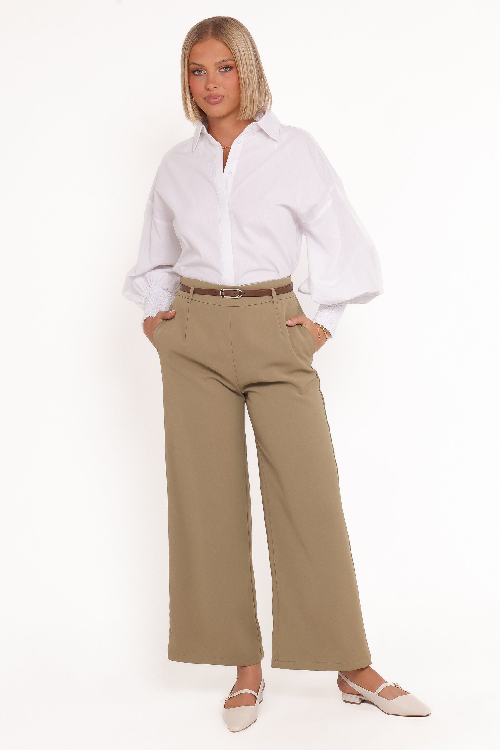 Ceres Belted Wide Leg Pant - Olive - Image 2