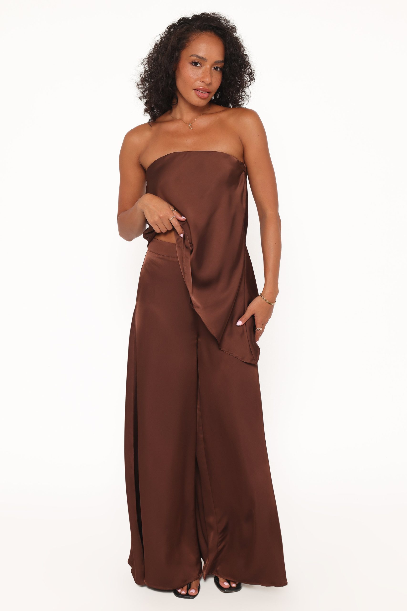 Charmer Wide Leg Pant - Dark Brown - Image 5