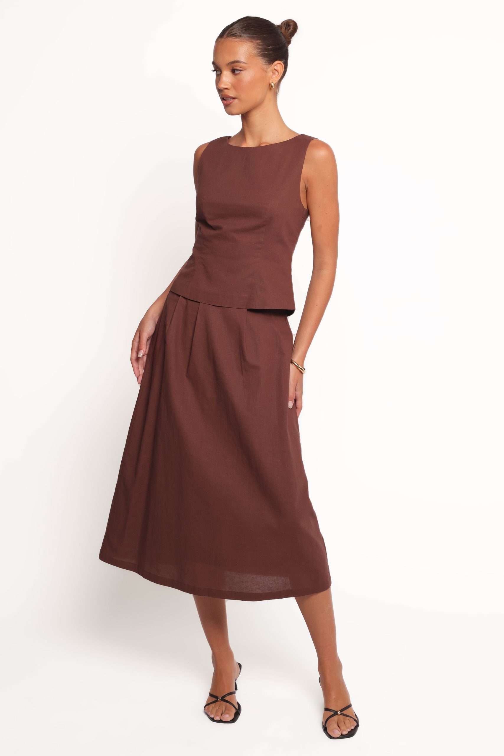Chiaro Midi Skirt - Brown - Image 2