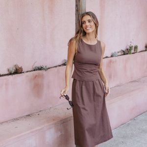 Chiaro Midi Skirt - Brown