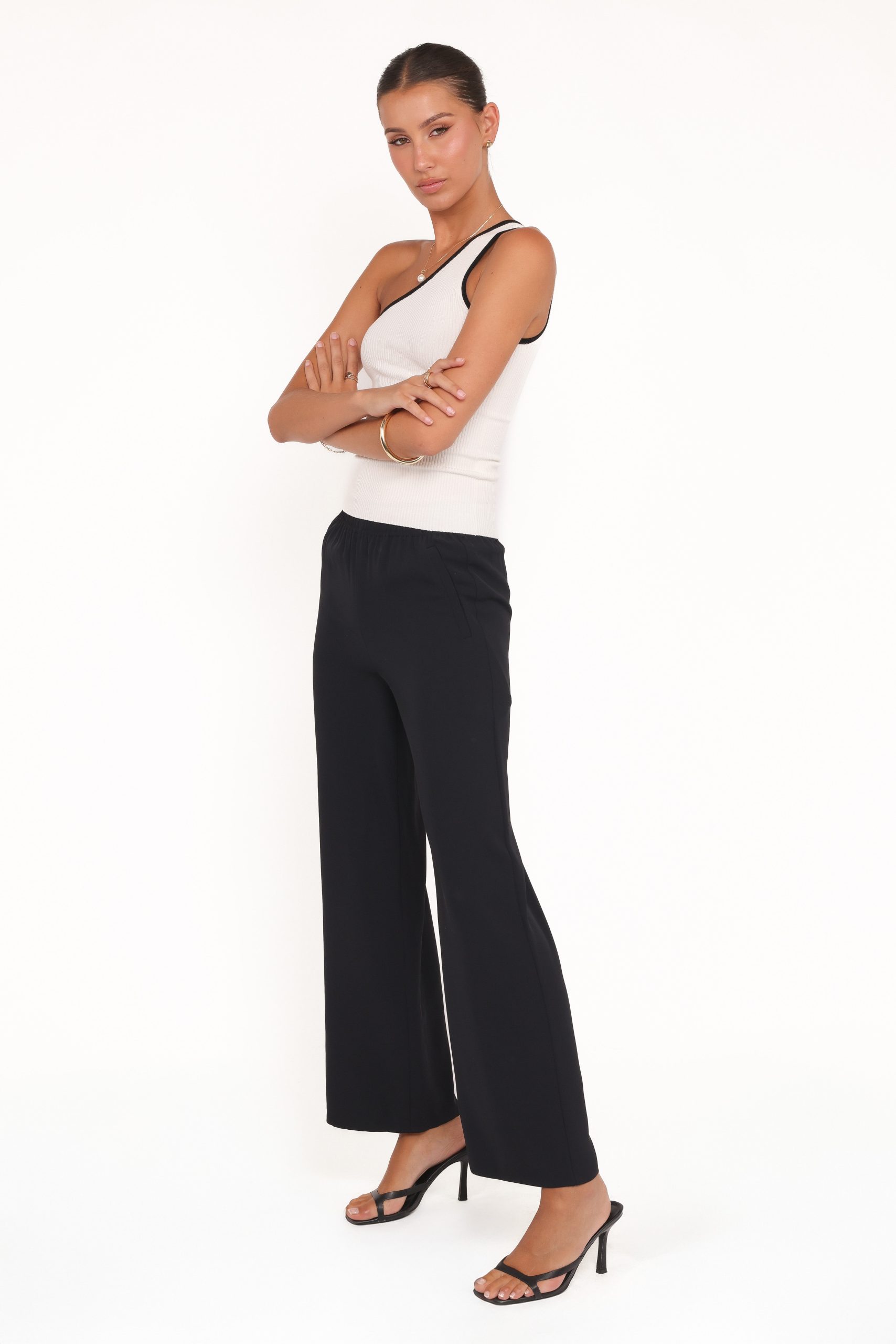Clark Crepe Wide Leg Pant - Black - Image 4