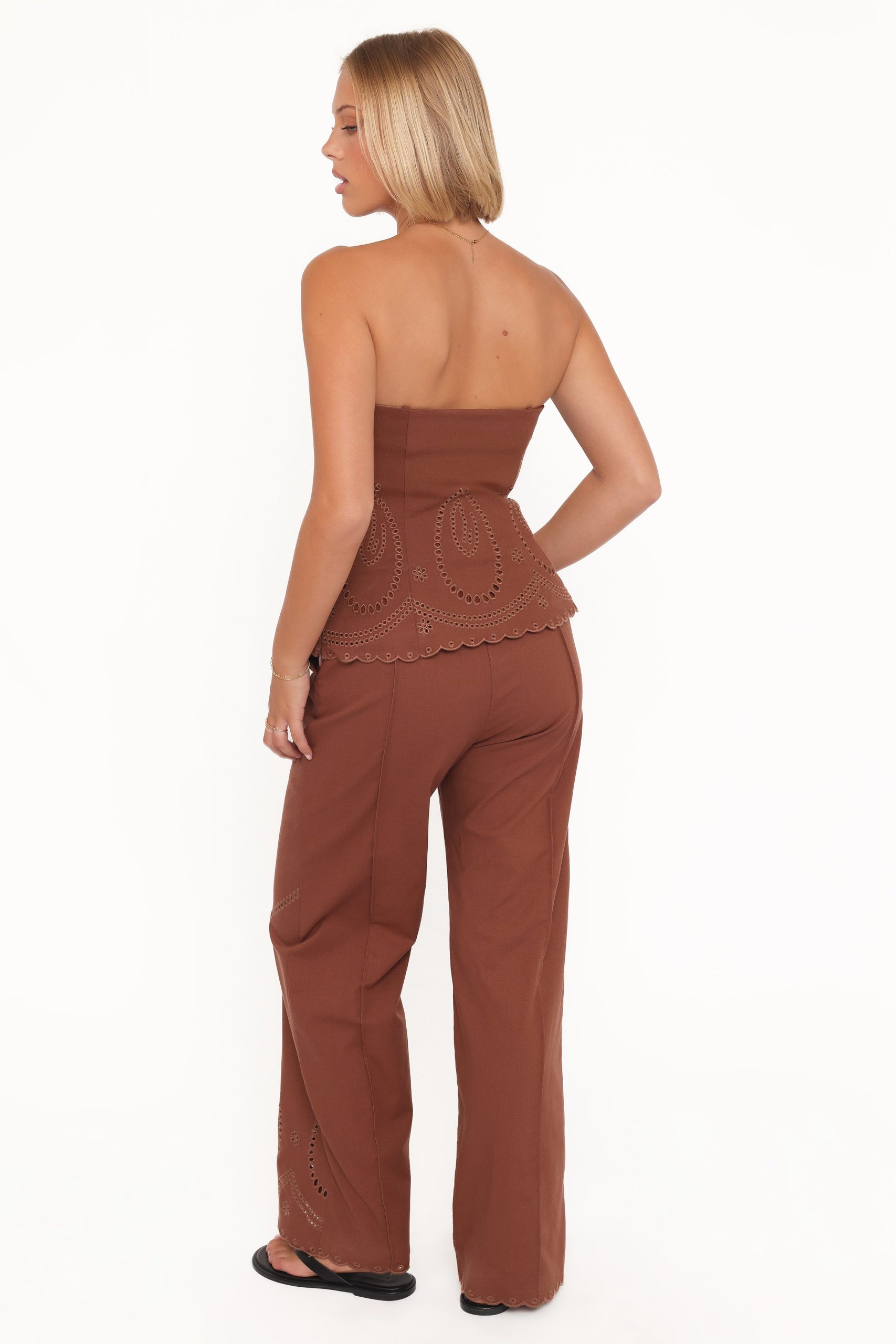 Dalia Eyelet Pant - Brown - Image 5