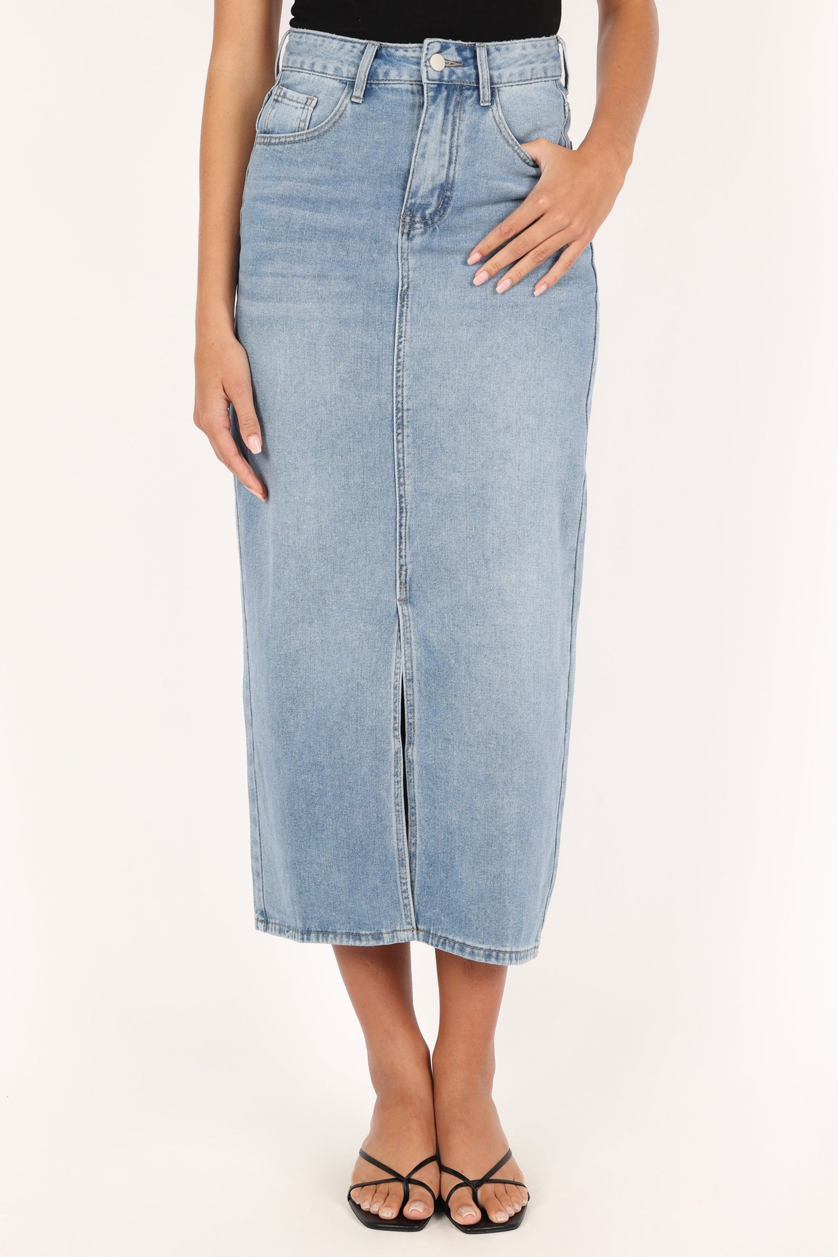 Dana Denim Midi Skirt - Blue Wash - Image 5