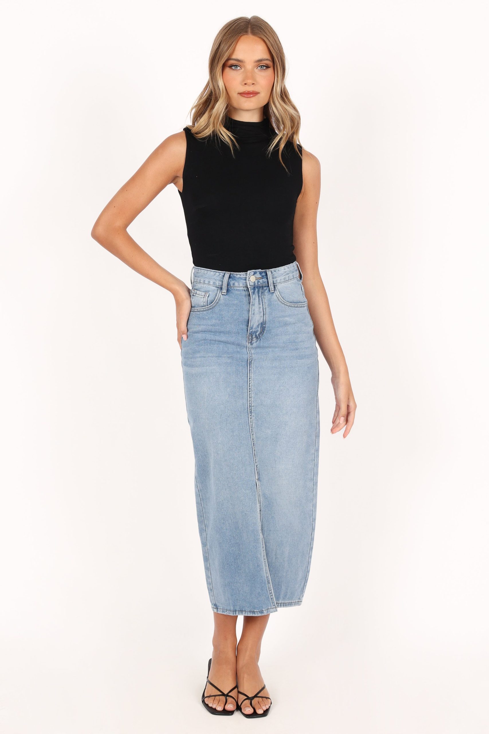 Dana Denim Midi Skirt - Blue Wash - Image 10