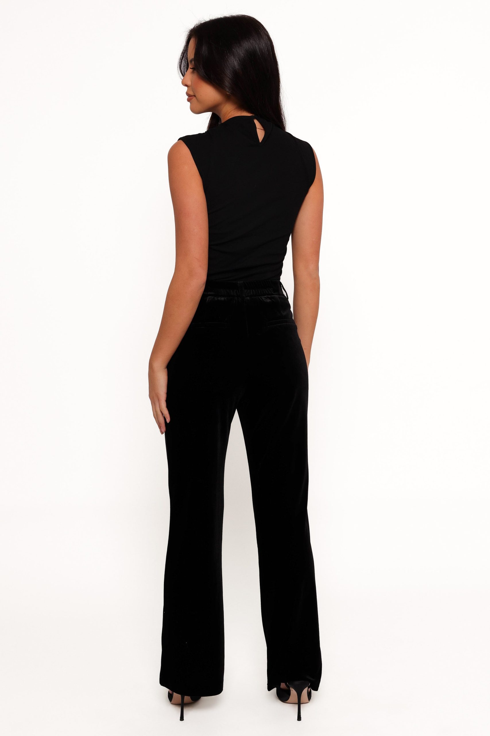 Darla Velvet Wide Leg Pants - Black - Image 4