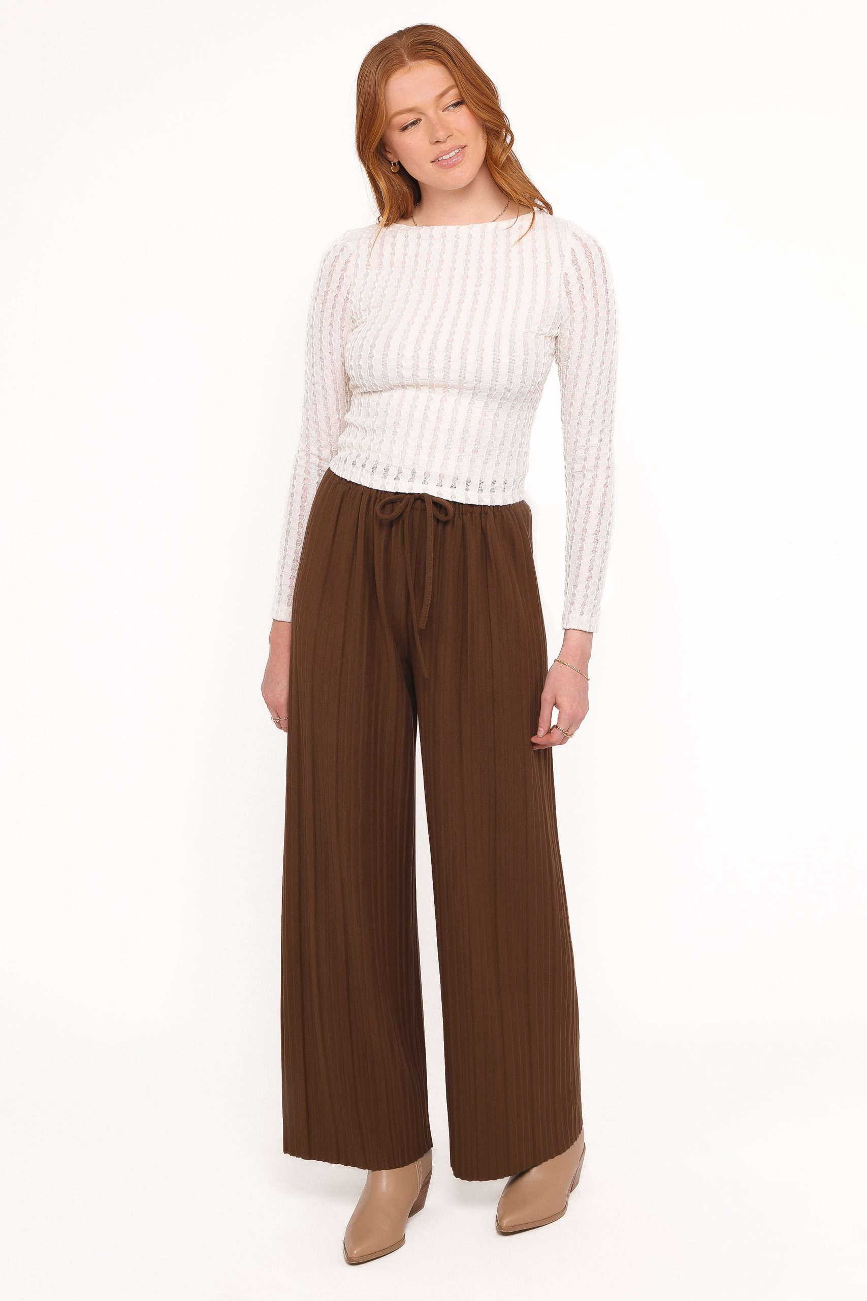Davis Pleated Knit Pant - Brown - Image 5