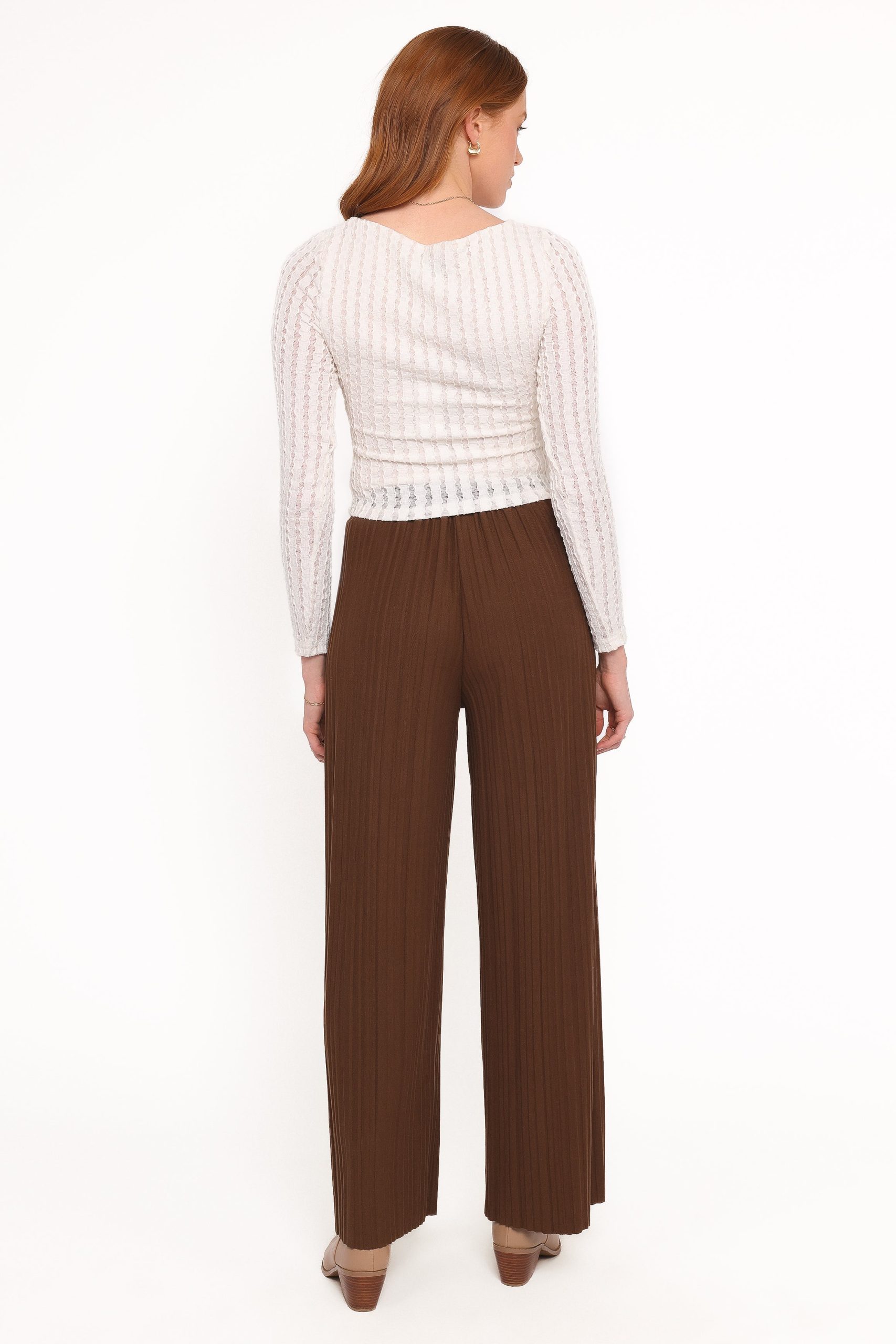 Davis Pleated Knit Pant - Brown - Image 4