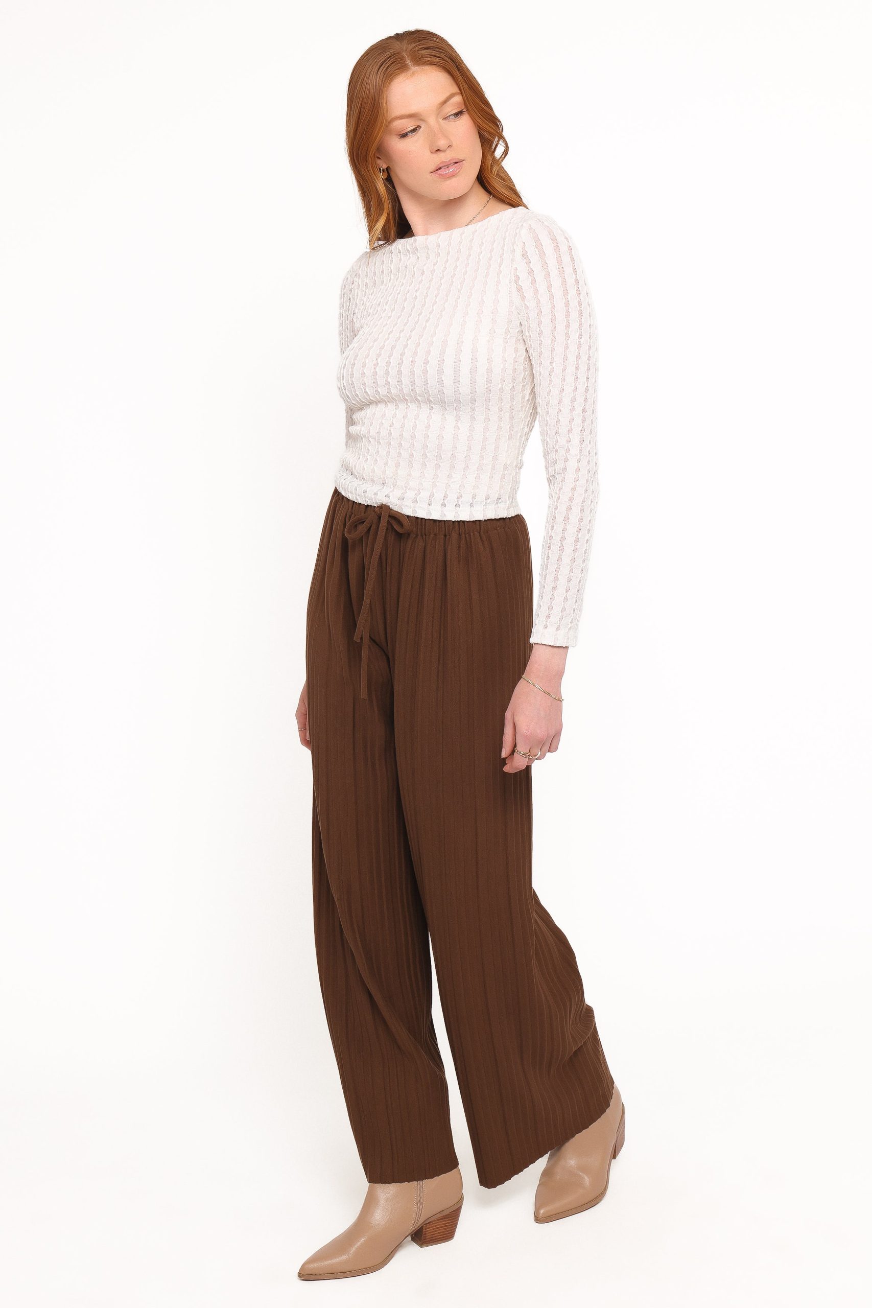 Davis Pleated Knit Pant - Brown - Image 3